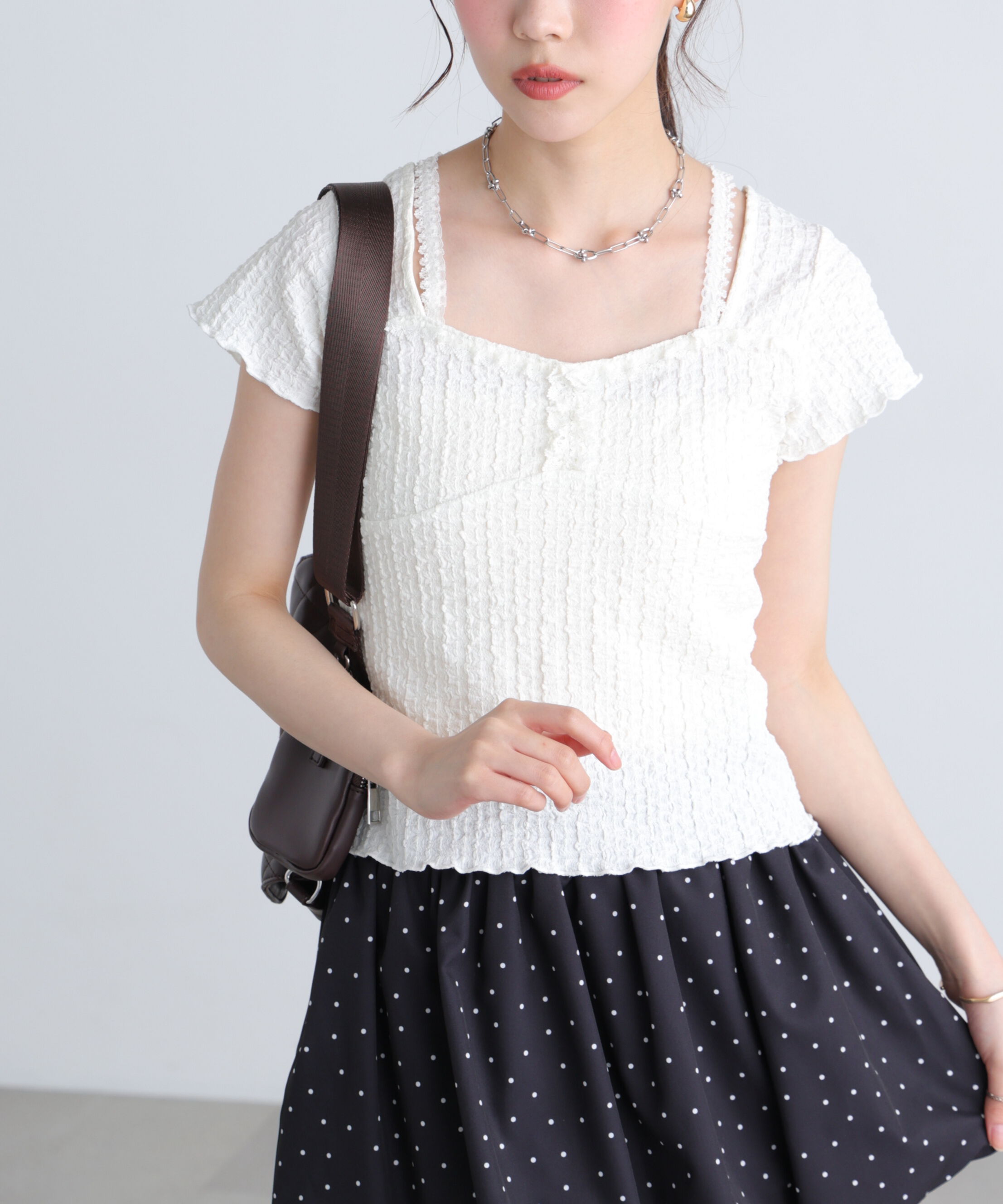  「レースコンパクトカットソー」|Tシャツ・カットソー|オフ