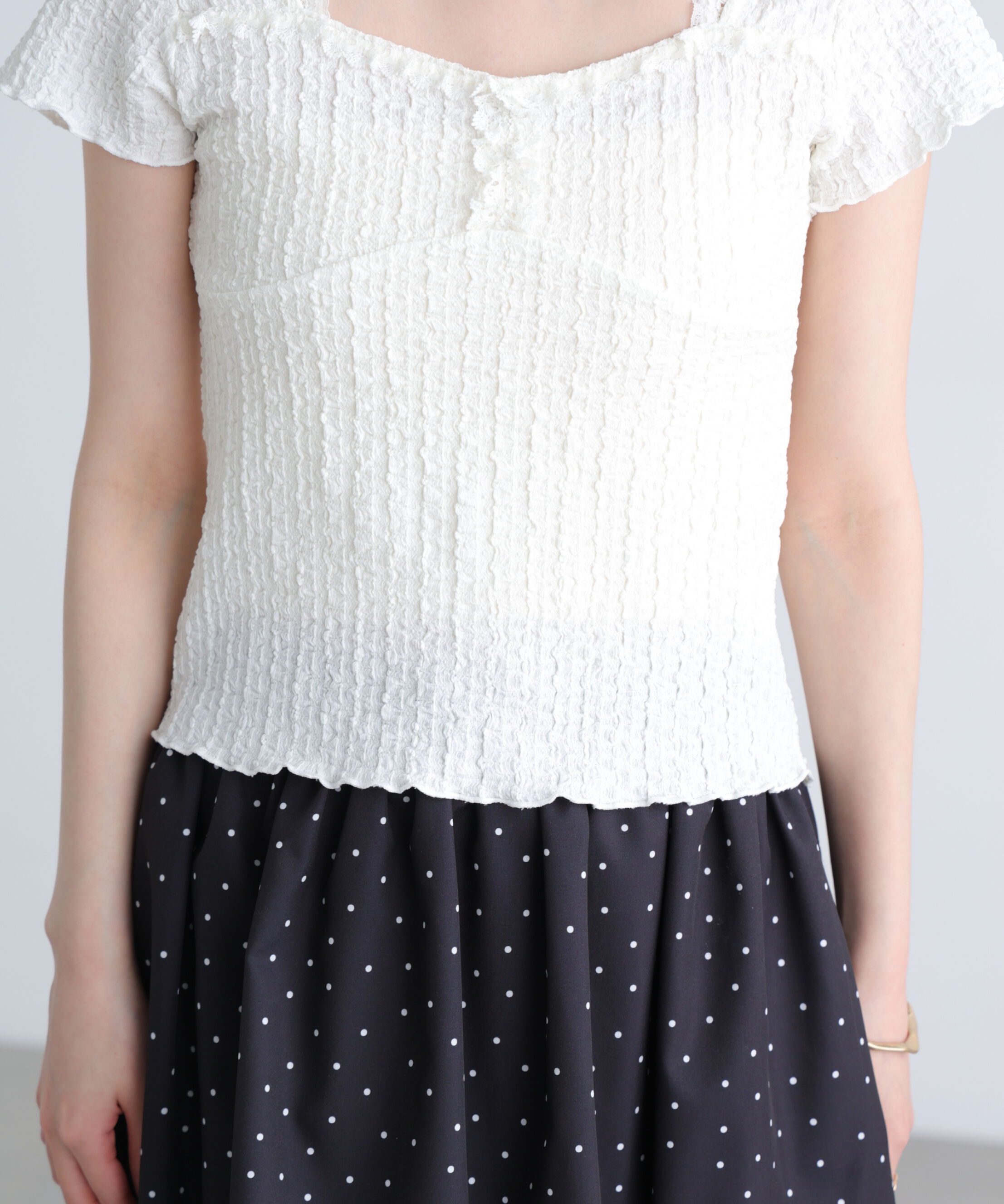  「レースコンパクトカットソー」|Tシャツ・カットソー|