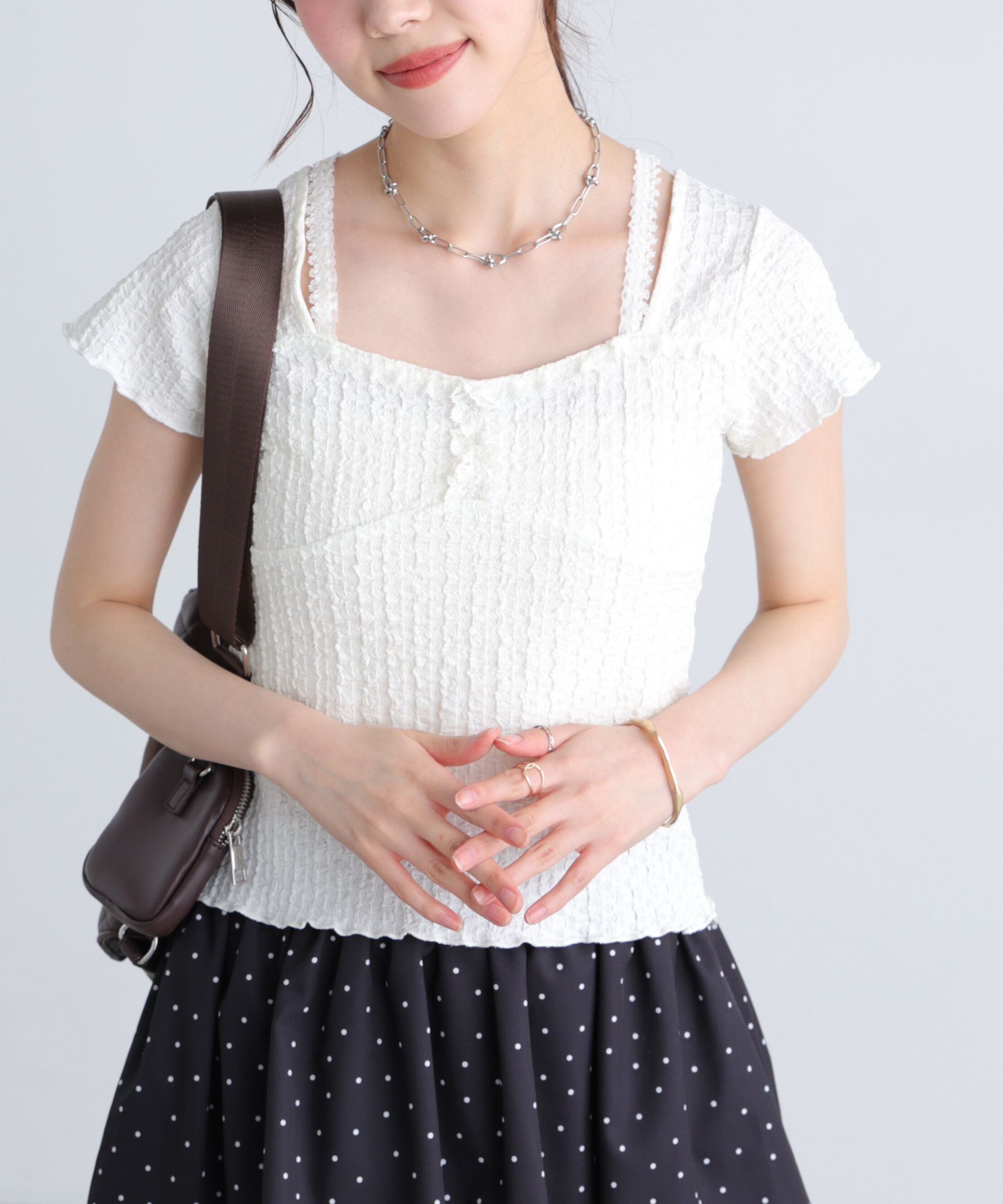  「レースコンパクトカットソー」|Tシャツ・カットソー|