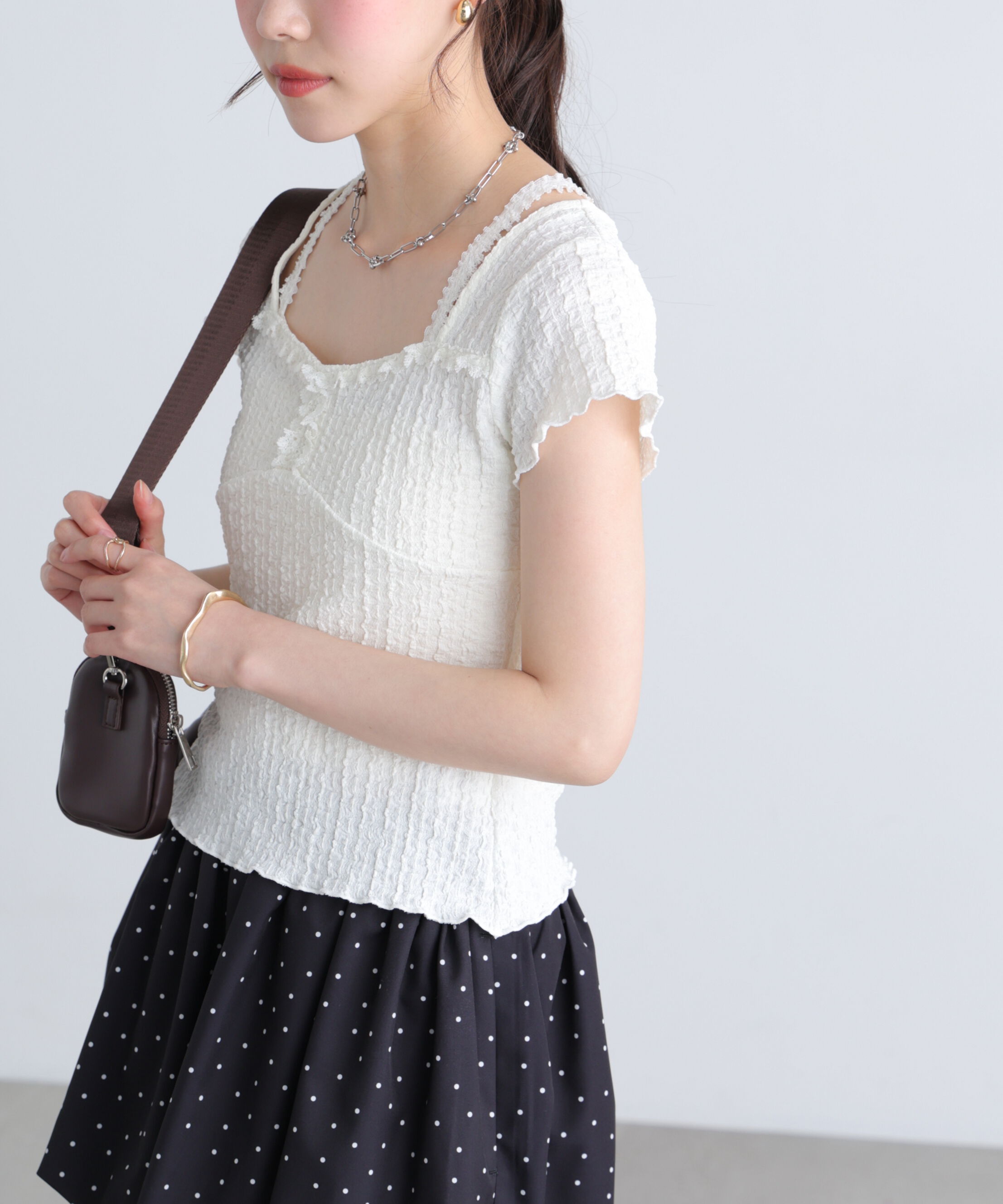  「レースコンパクトカットソー」|Tシャツ・カットソー|