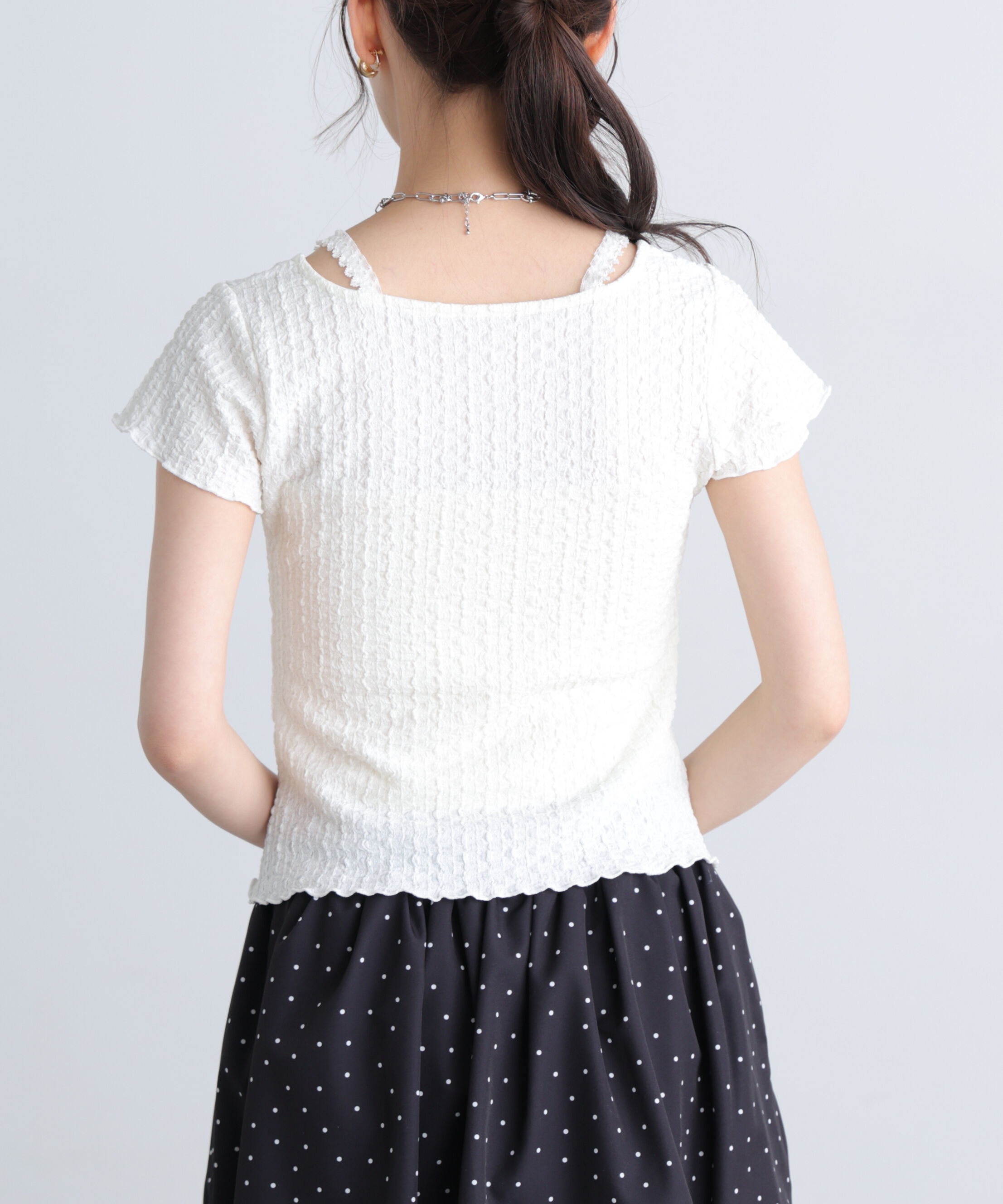  「レースコンパクトカットソー」|Tシャツ・カットソー|