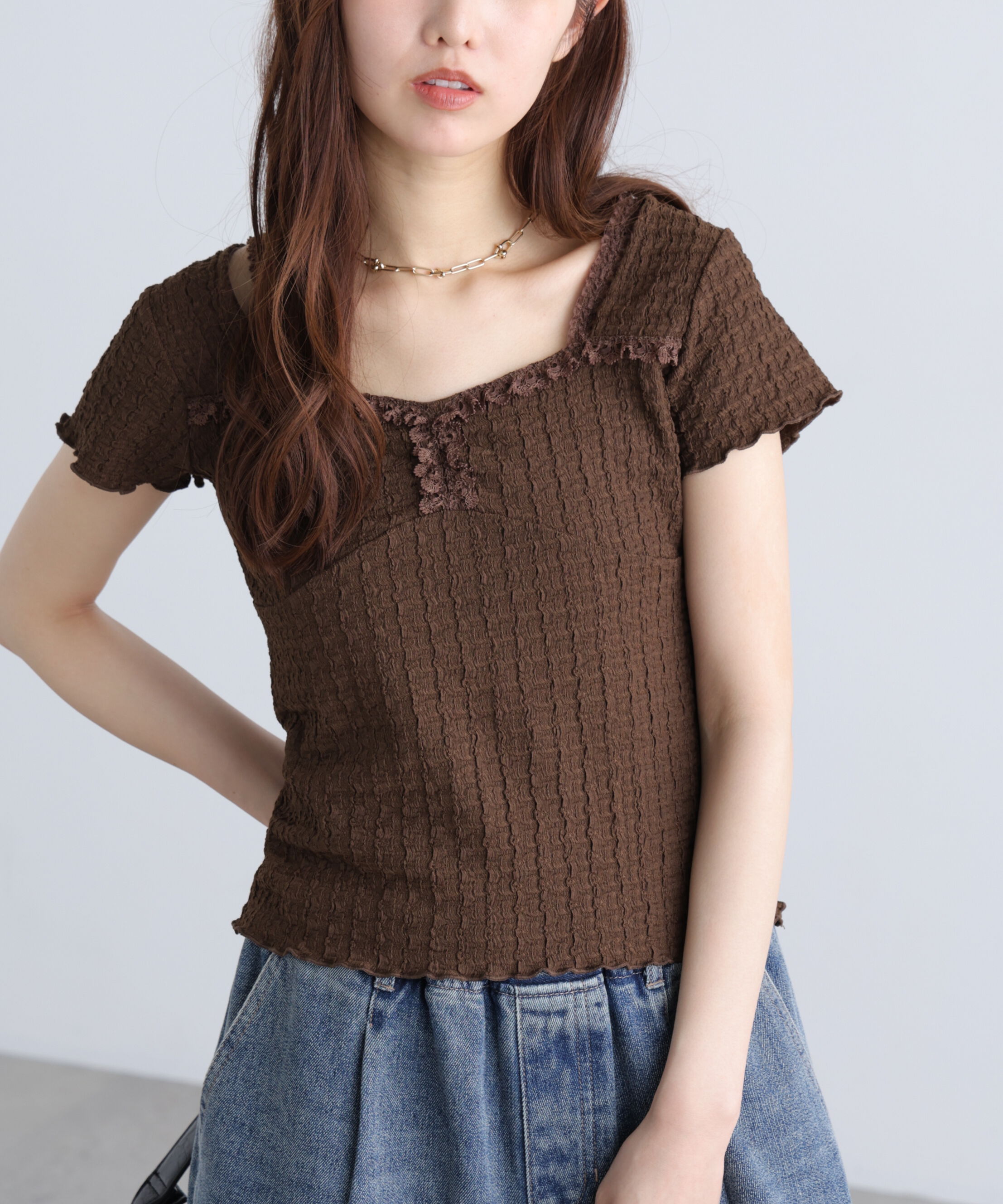  「レースコンパクトカットソー」|Tシャツ・カットソー|