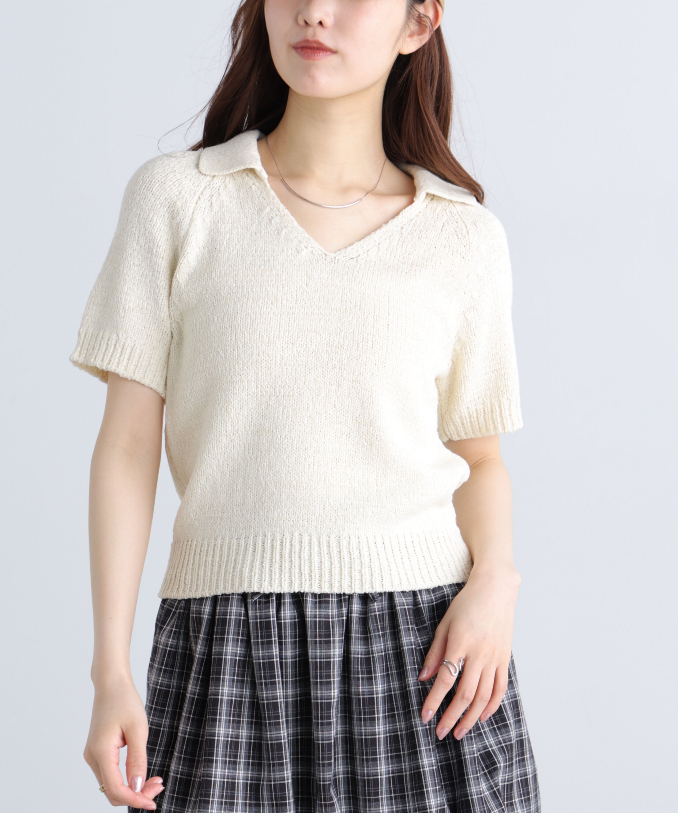  「テープヤーン半袖ニット」|ニット・セーター|