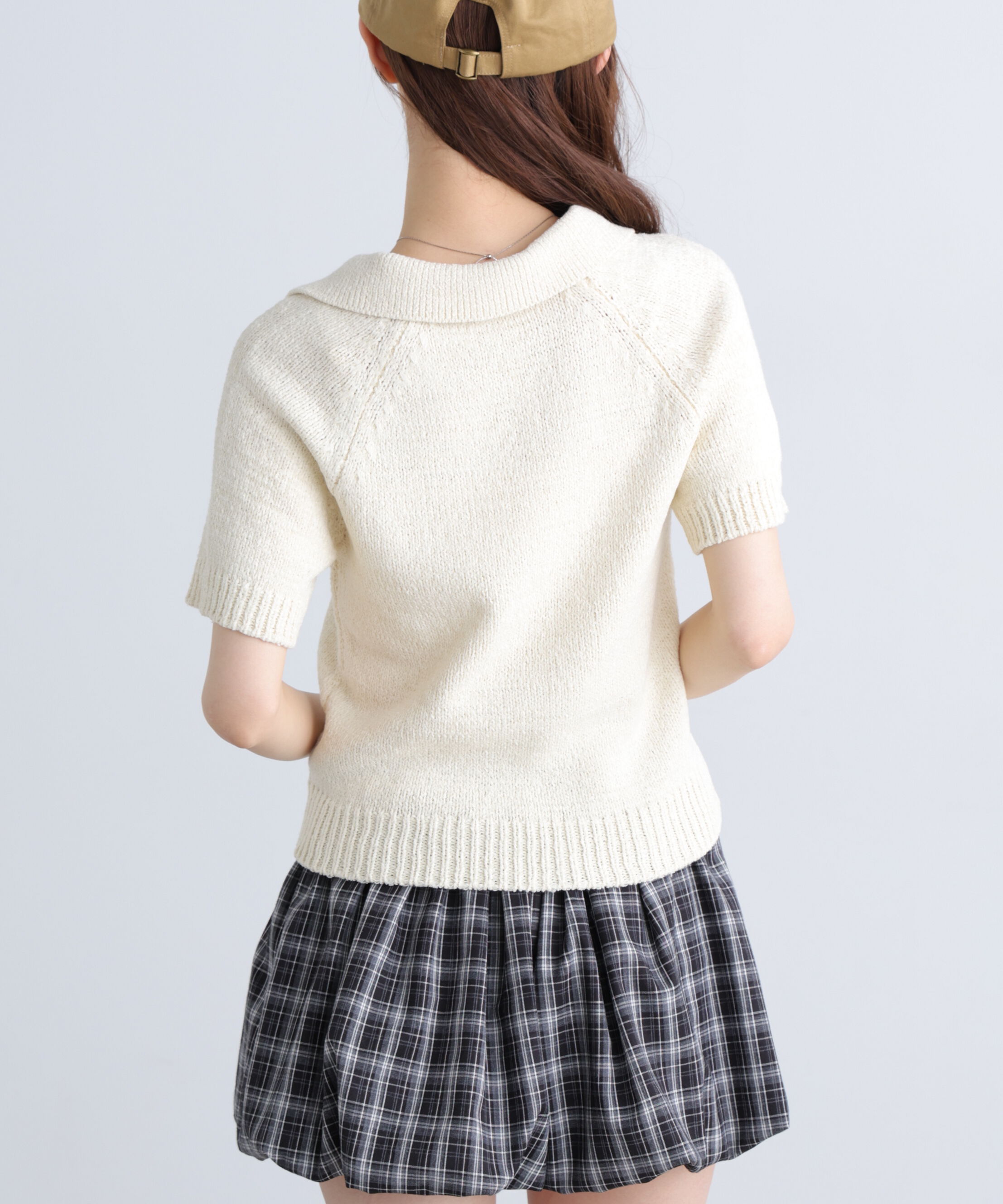  「テープヤーン半袖ニット」|ニット・セーター|