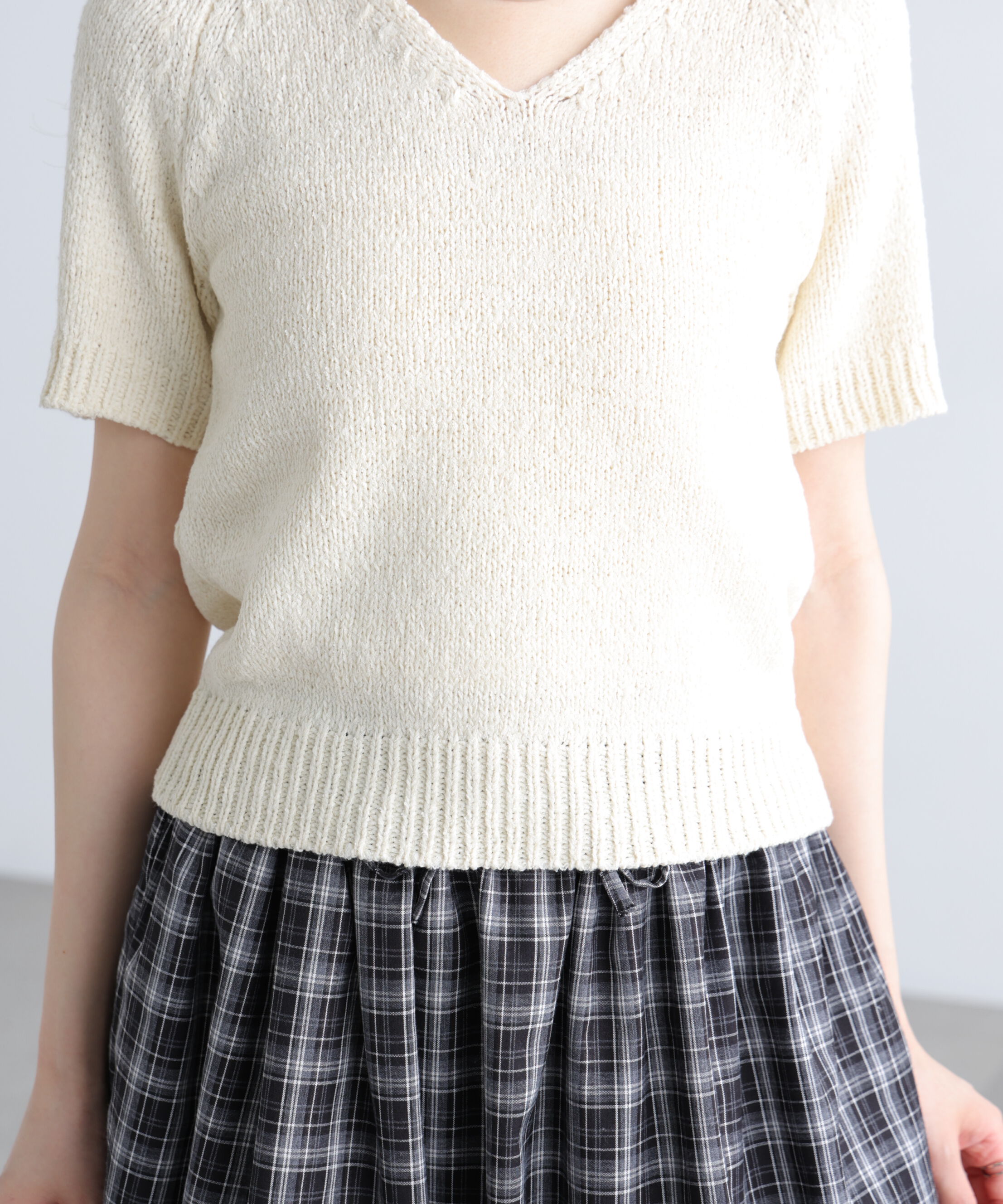  「テープヤーン半袖ニット」|ニット・セーター|