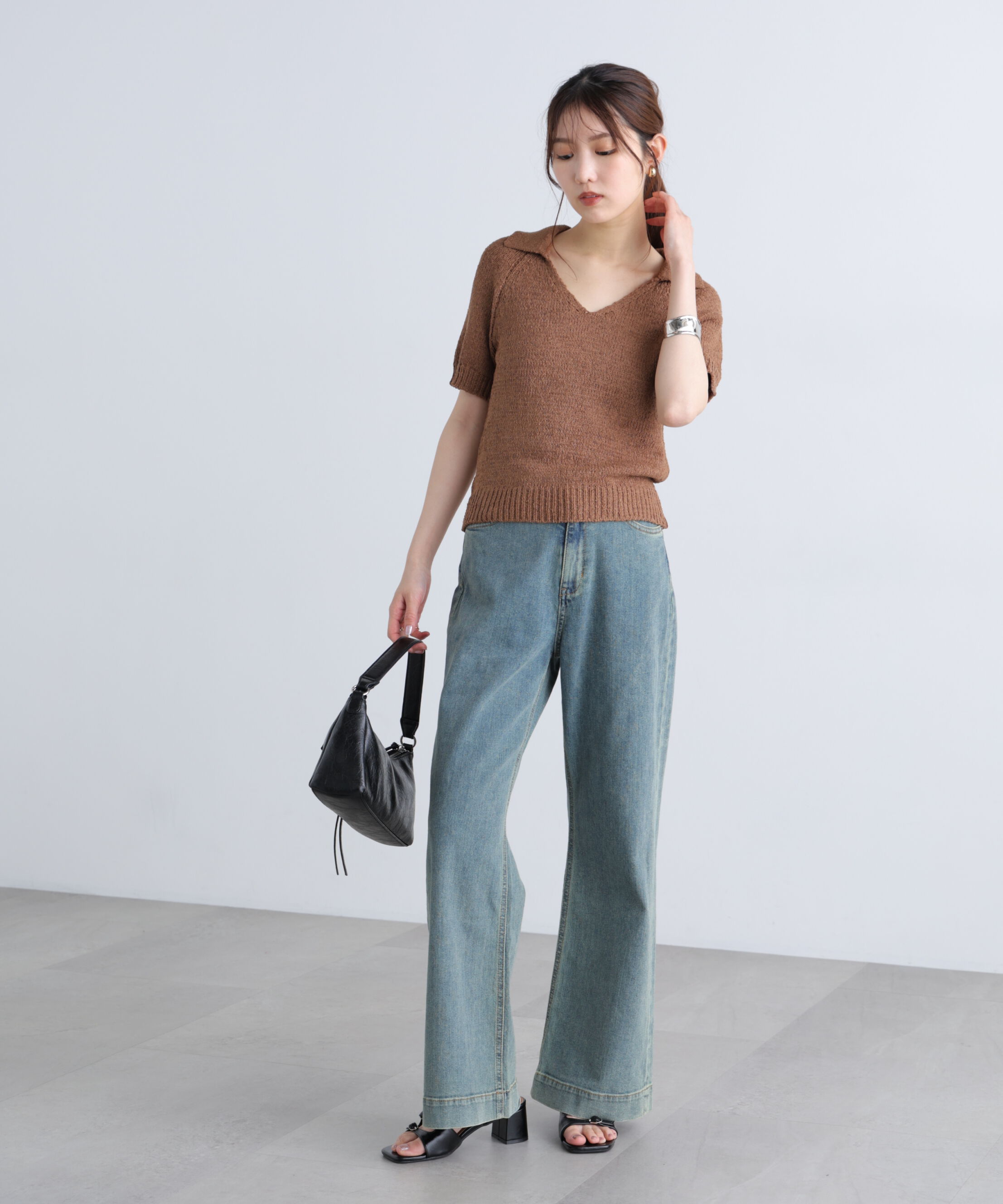  「テープヤーン半袖ニット」|ニット・セーター|