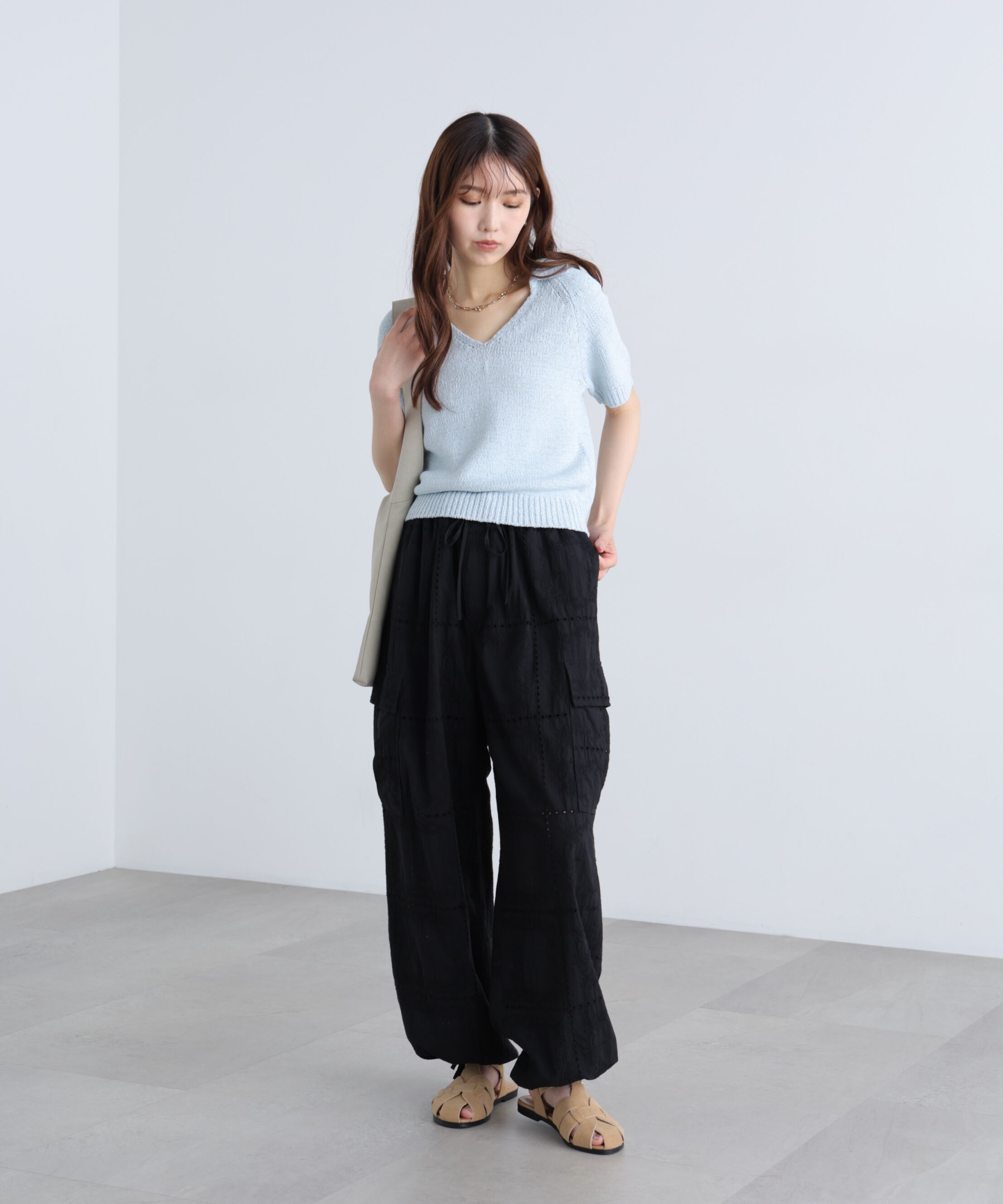  「テープヤーン半袖ニット」|ニット・セーター|