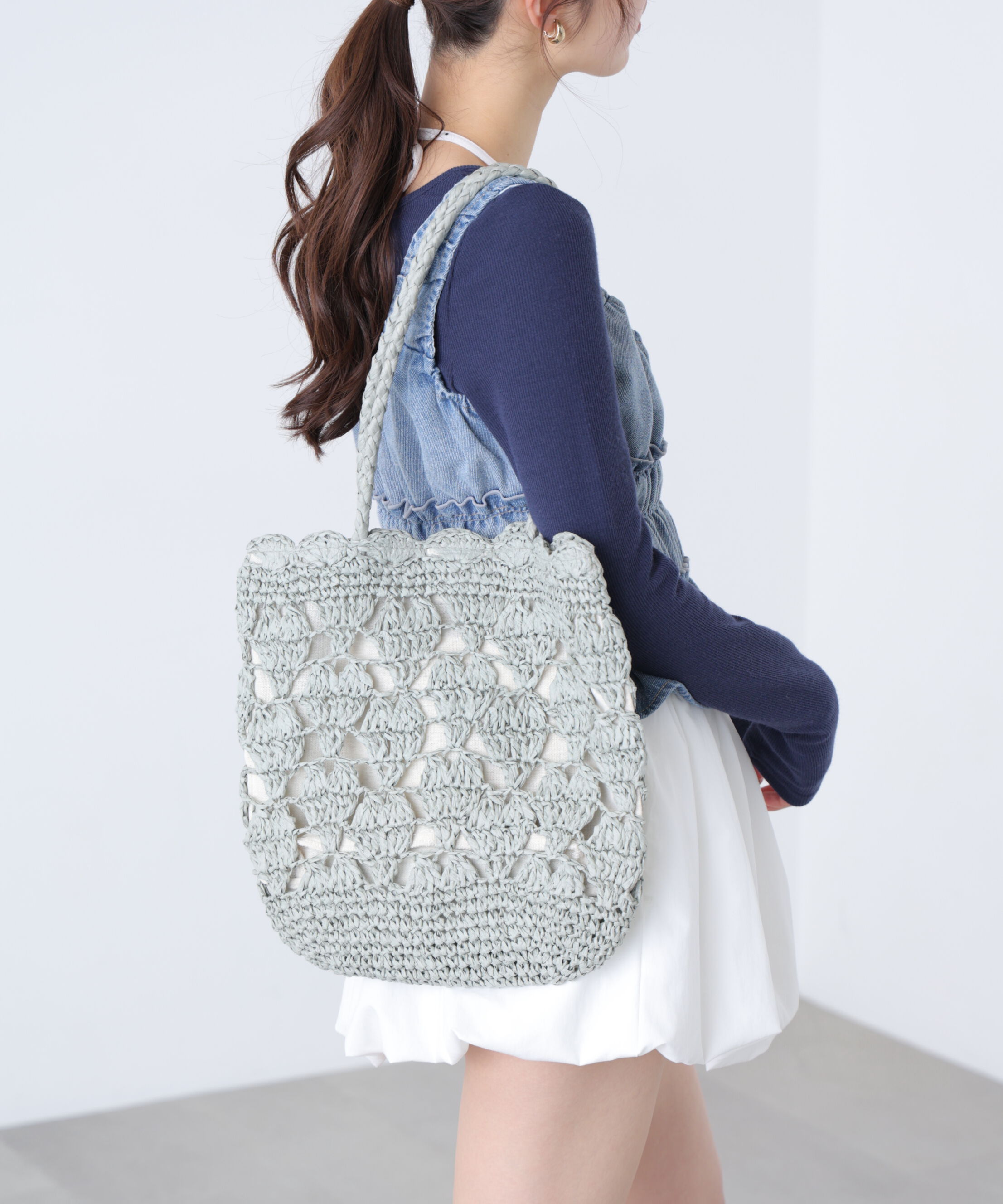  「ハート雑材バッグ」|その他|ライトグリー