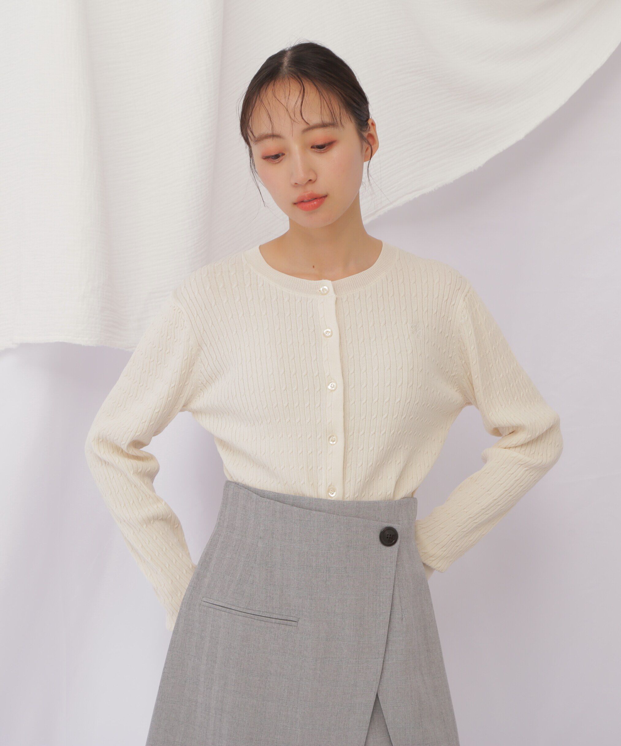  「ベーシックミニケーブルリブカーディガン」|ニット・セーター|