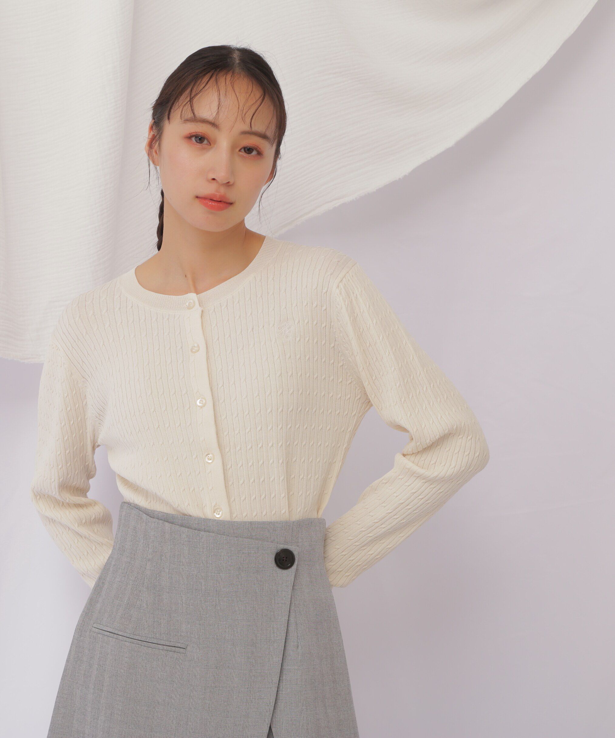  「ベーシックミニケーブルリブカーディガン」|ニット・セーター|