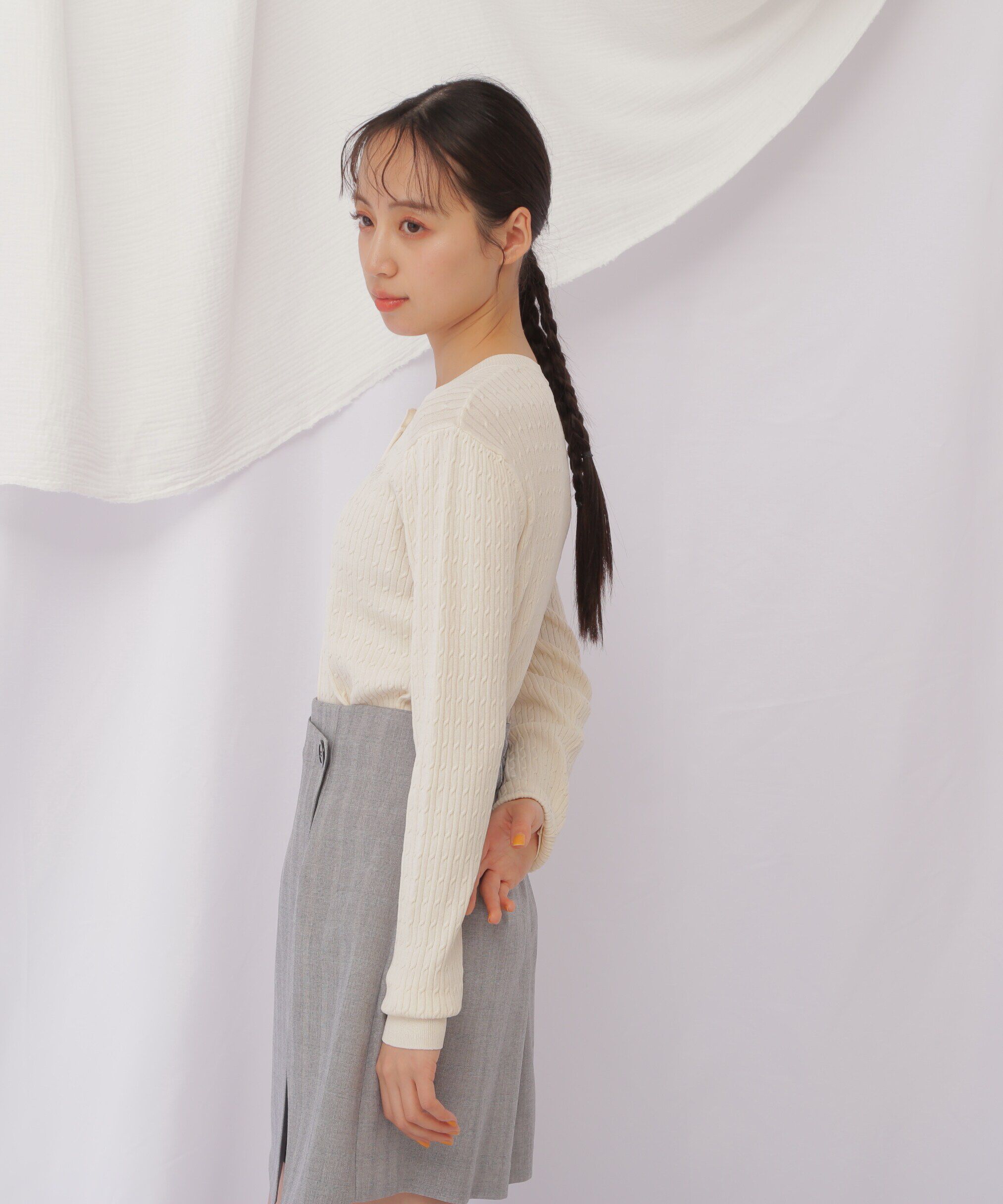  「ベーシックミニケーブルリブカーディガン」|ニット・セーター|