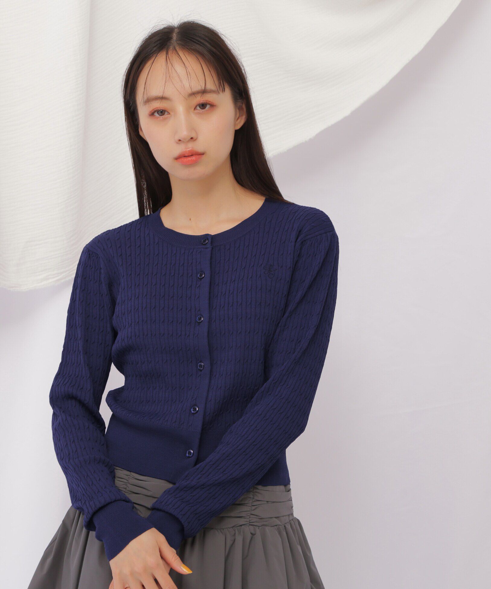  「ベーシックミニケーブルリブカーディガン」|ニット・セーター|