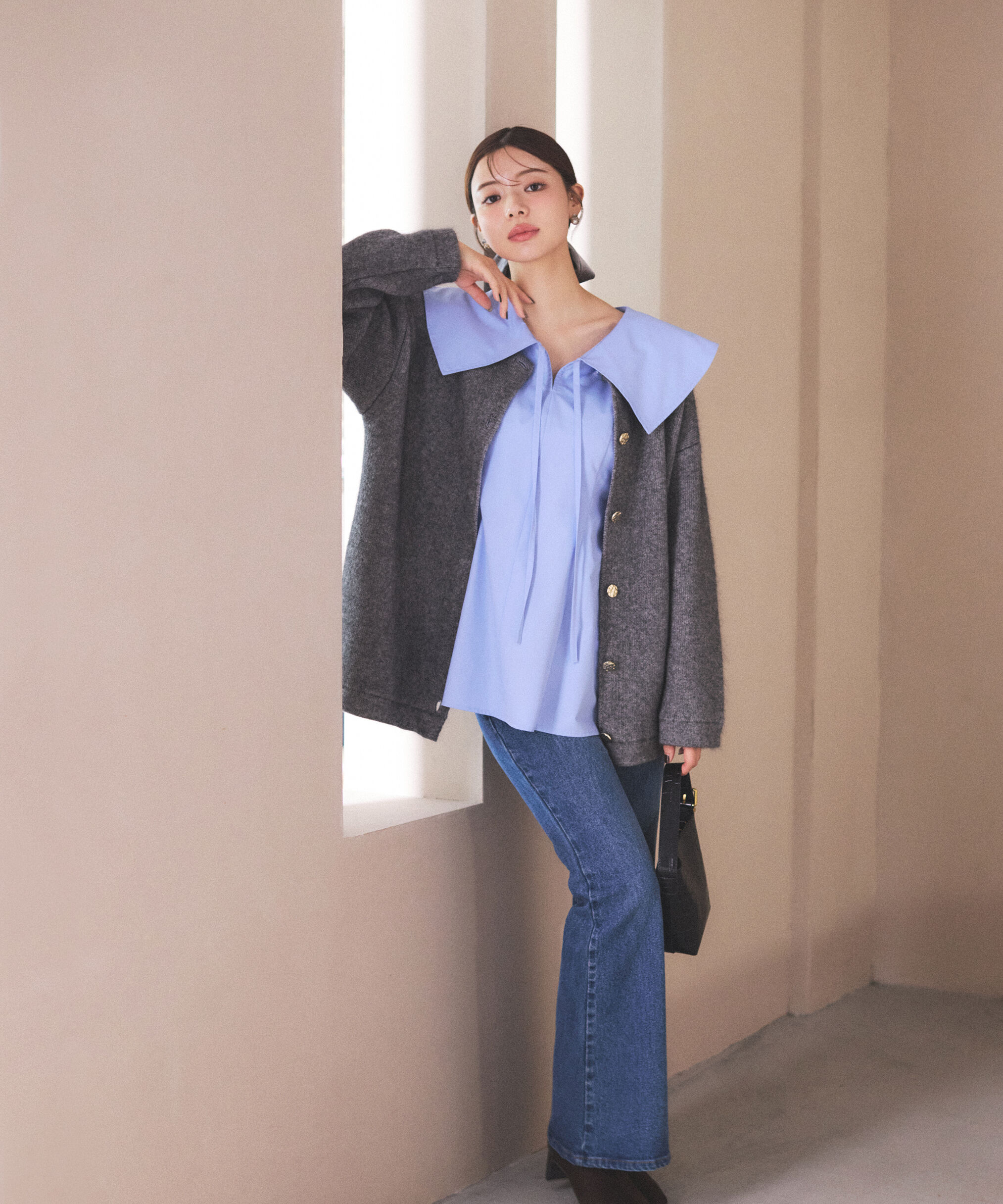 PROPORTION BODY DRESSING「FOX混ダブルフェイスニットカーディガン 25AW」|カーディガン|