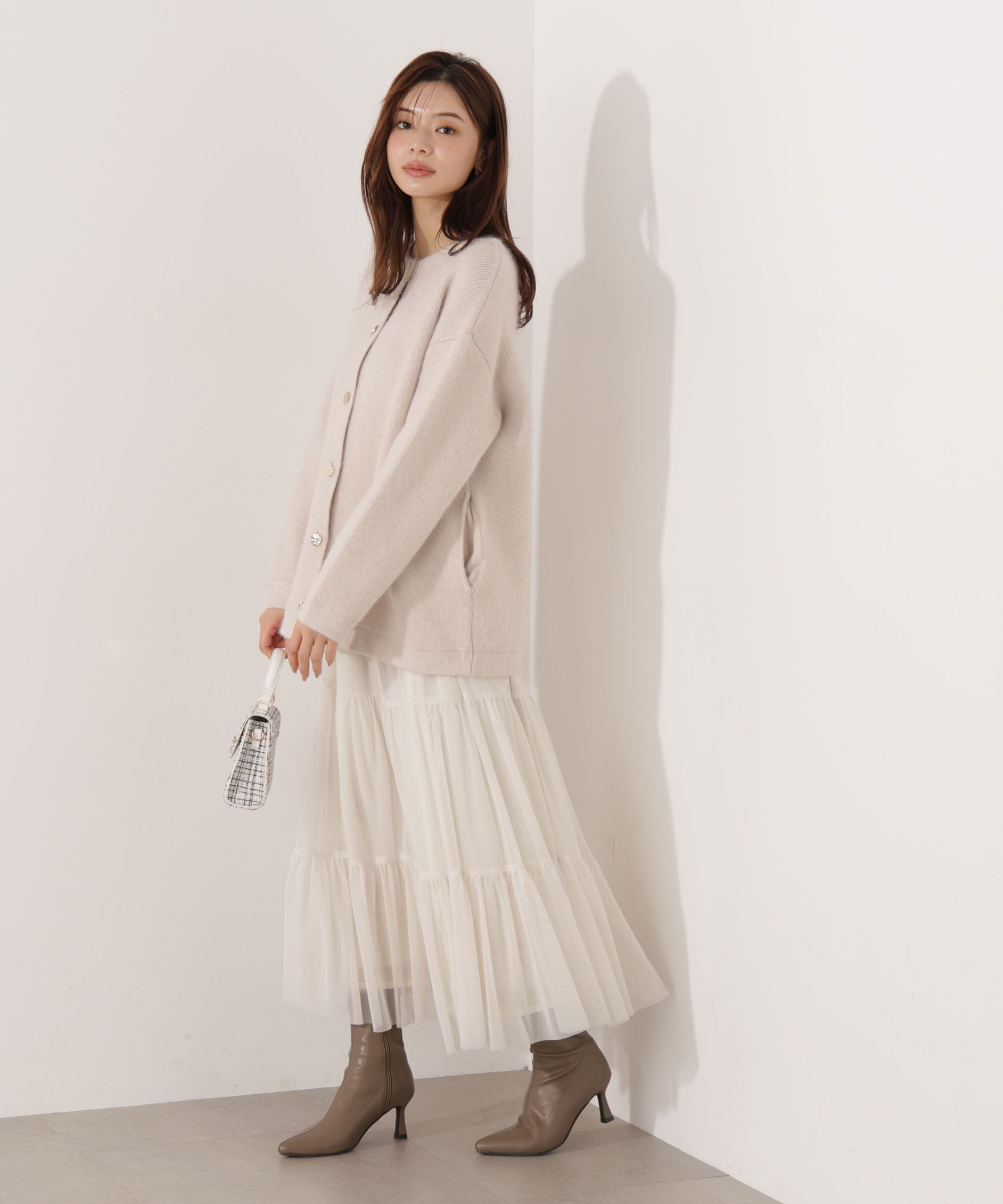 PROPORTION BODY DRESSING「FOX混ダブルフェイスニットカーディガン 25AW」|カーディガン|