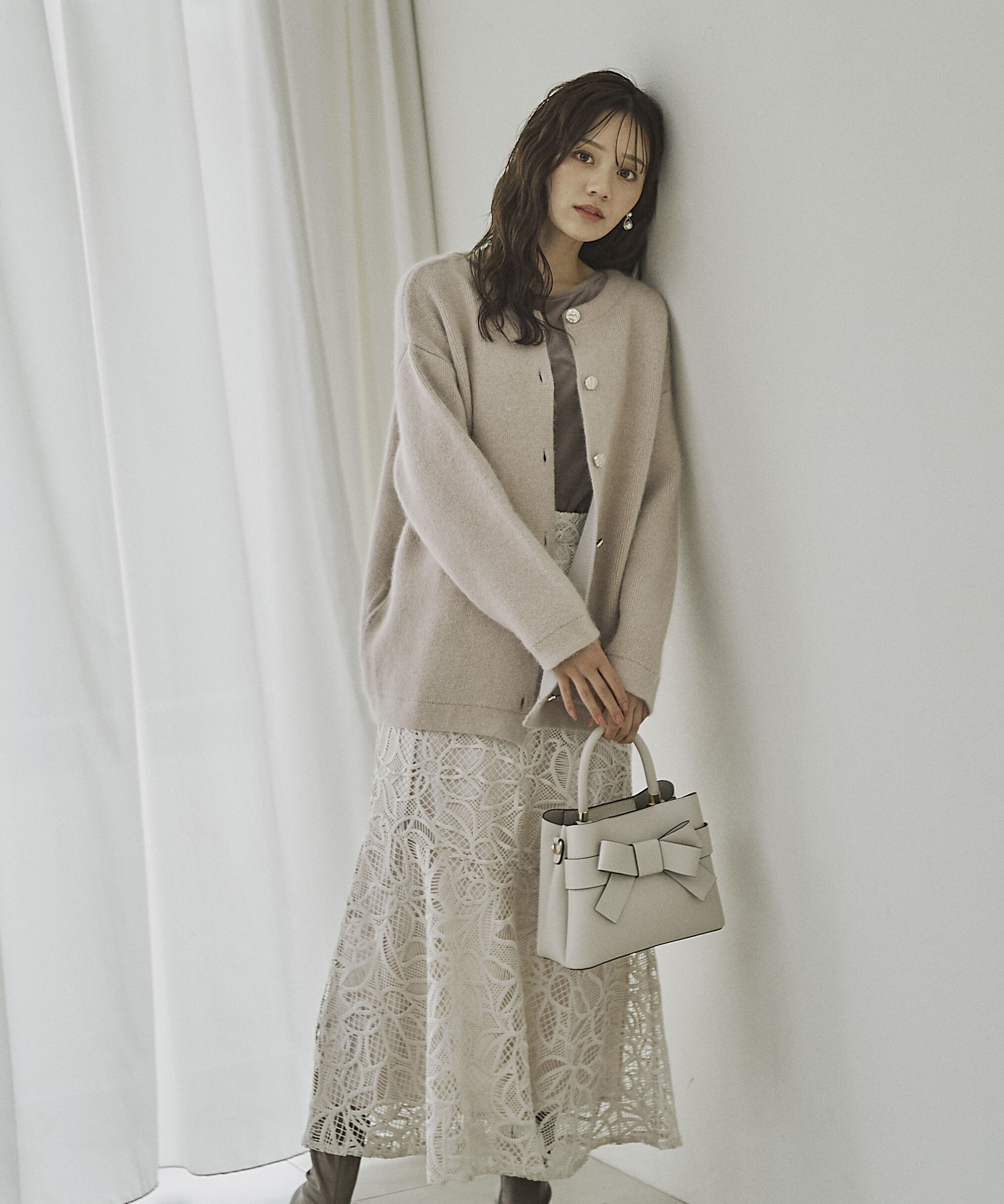 PROPORTION BODY DRESSING「FOX混ダブルフェイスニットカーディガン 25AW」|カーディガン|