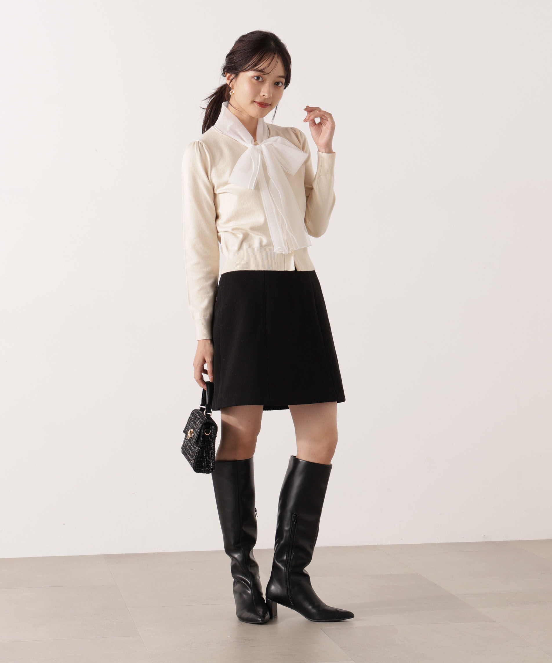 PROPORTION BODY DRESSING「《EDIT COLOGNE》ボウタイ付きニット 25AW」|ニット・セーター|