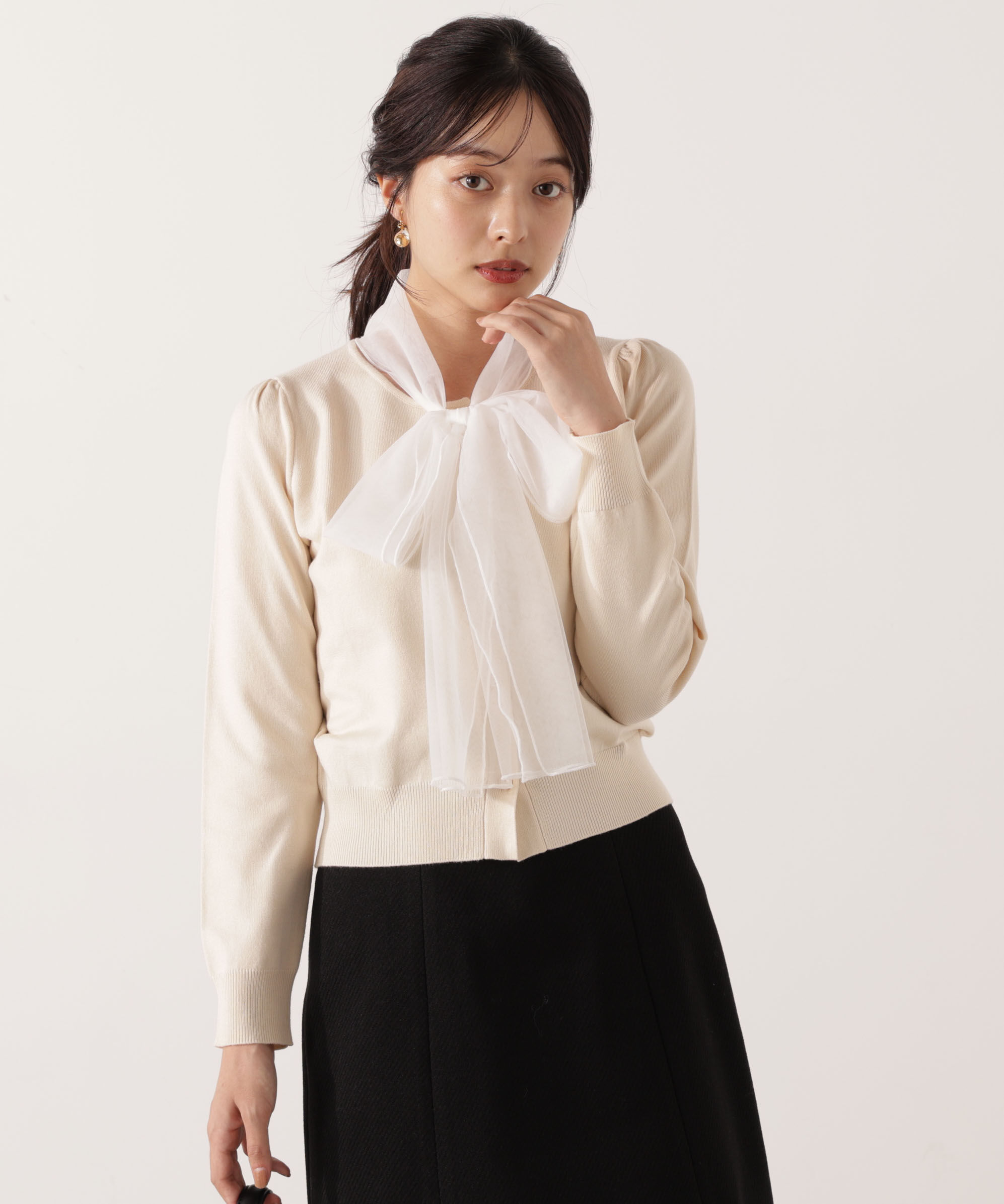 PROPORTION BODY DRESSING「《EDIT COLOGNE》ボウタイ付きニット 25AW」|ニット・セーター|