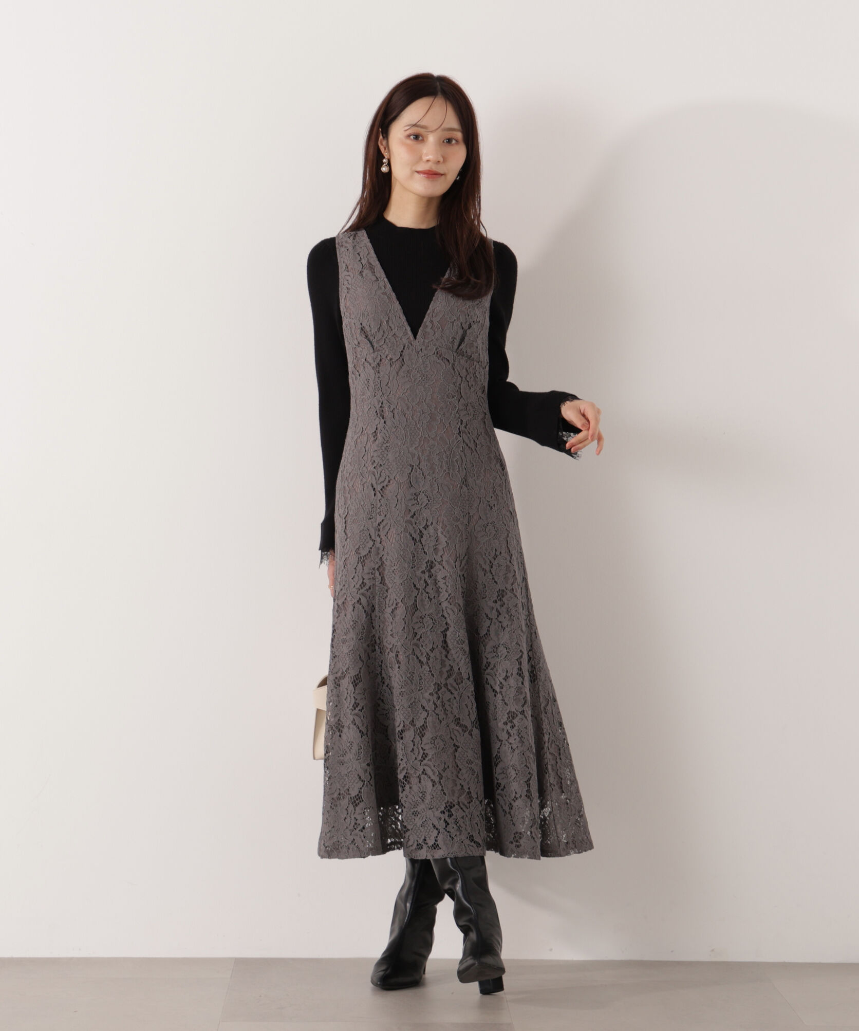 PROPORTION BODY DRESSING「Vネックレースジャンスカ 26SS」|ワンピース|