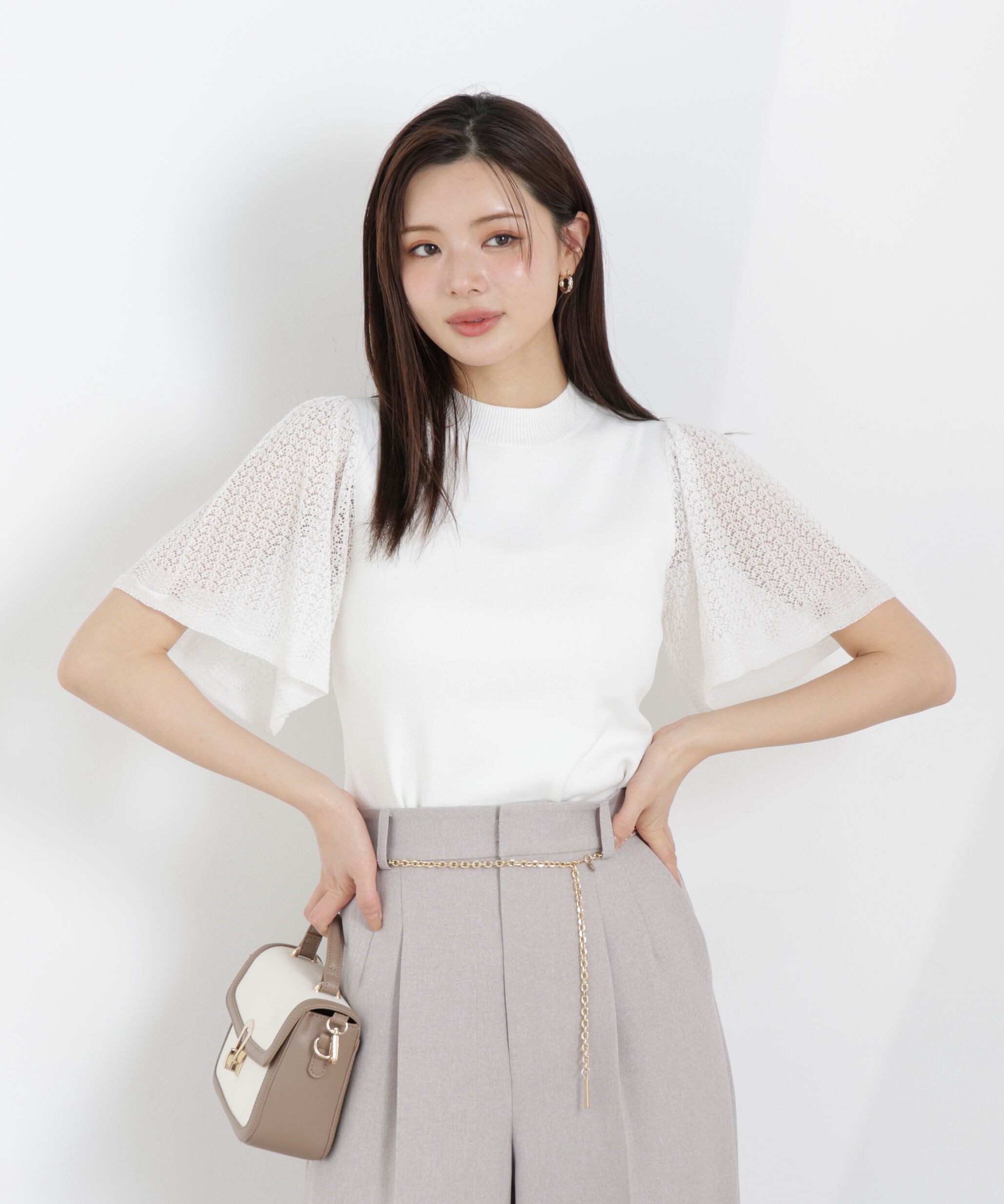 PROPORTION BODY DRESSING「透かし編みスリーブニット　26SS」|ニット・セーター|