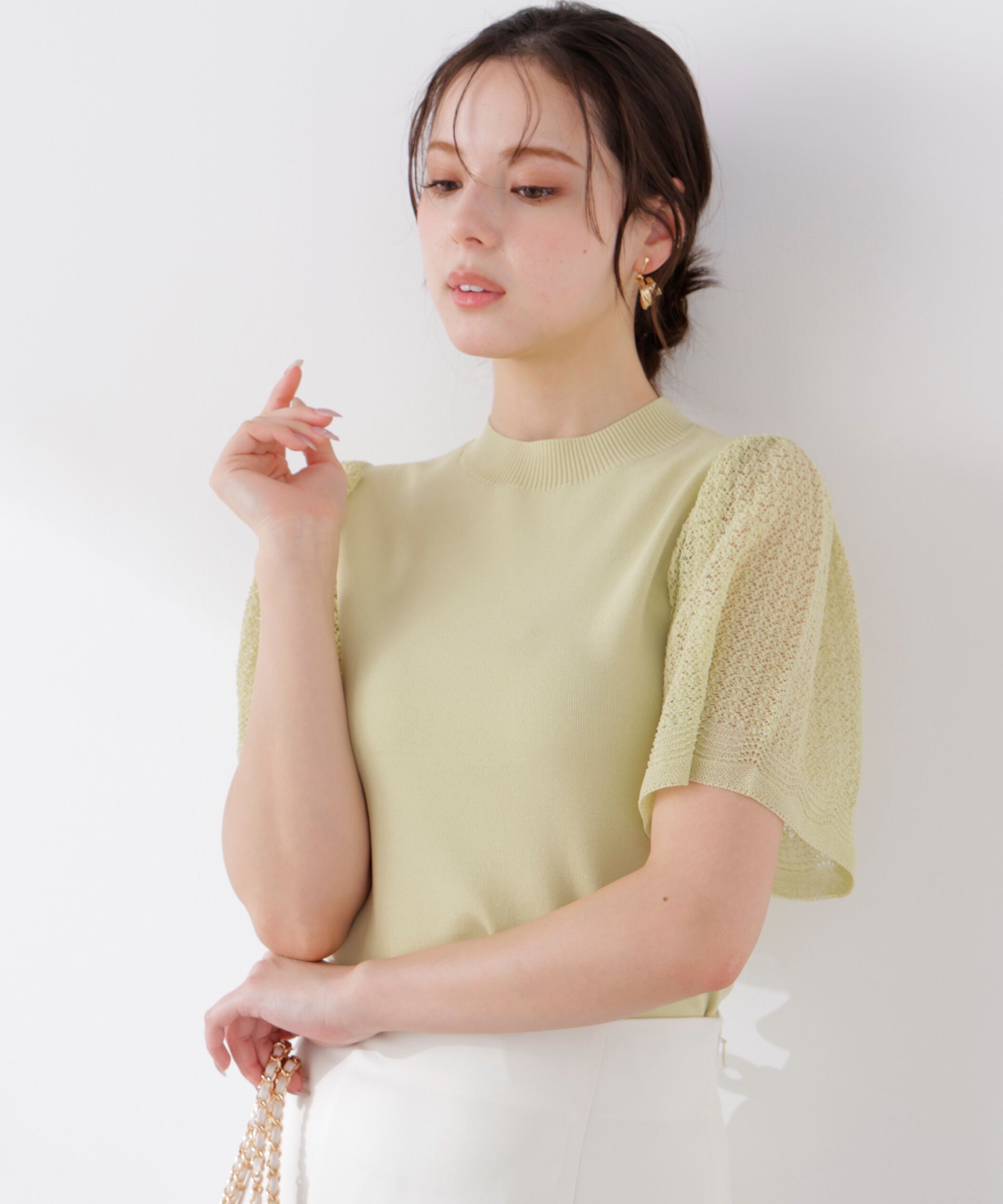 PROPORTION BODY DRESSING「透かし編みスリーブニット　26SS」|ニット・セーター|