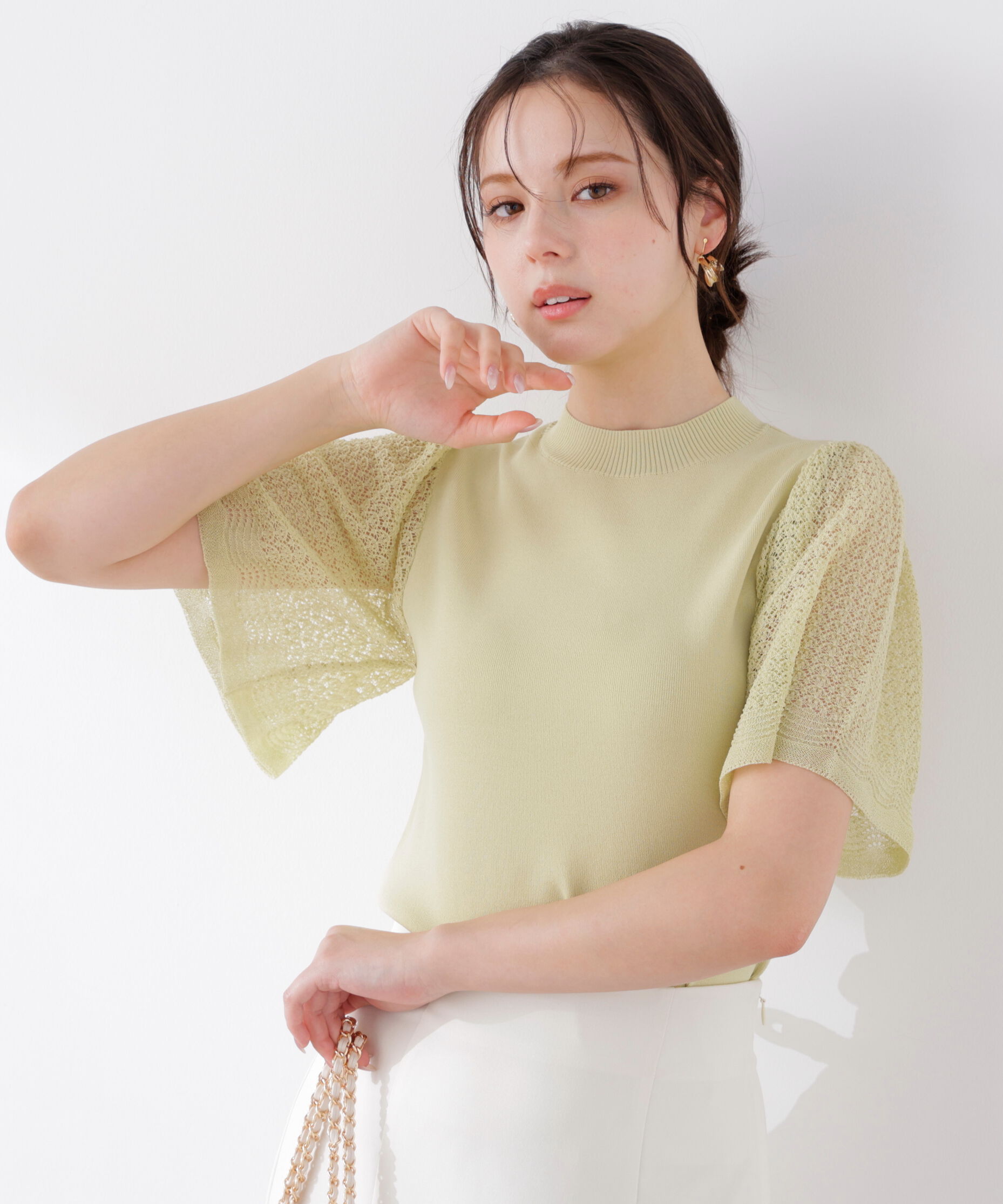 PROPORTION BODY DRESSING「透かし編みスリーブニット　26SS」|ニット・セーター|