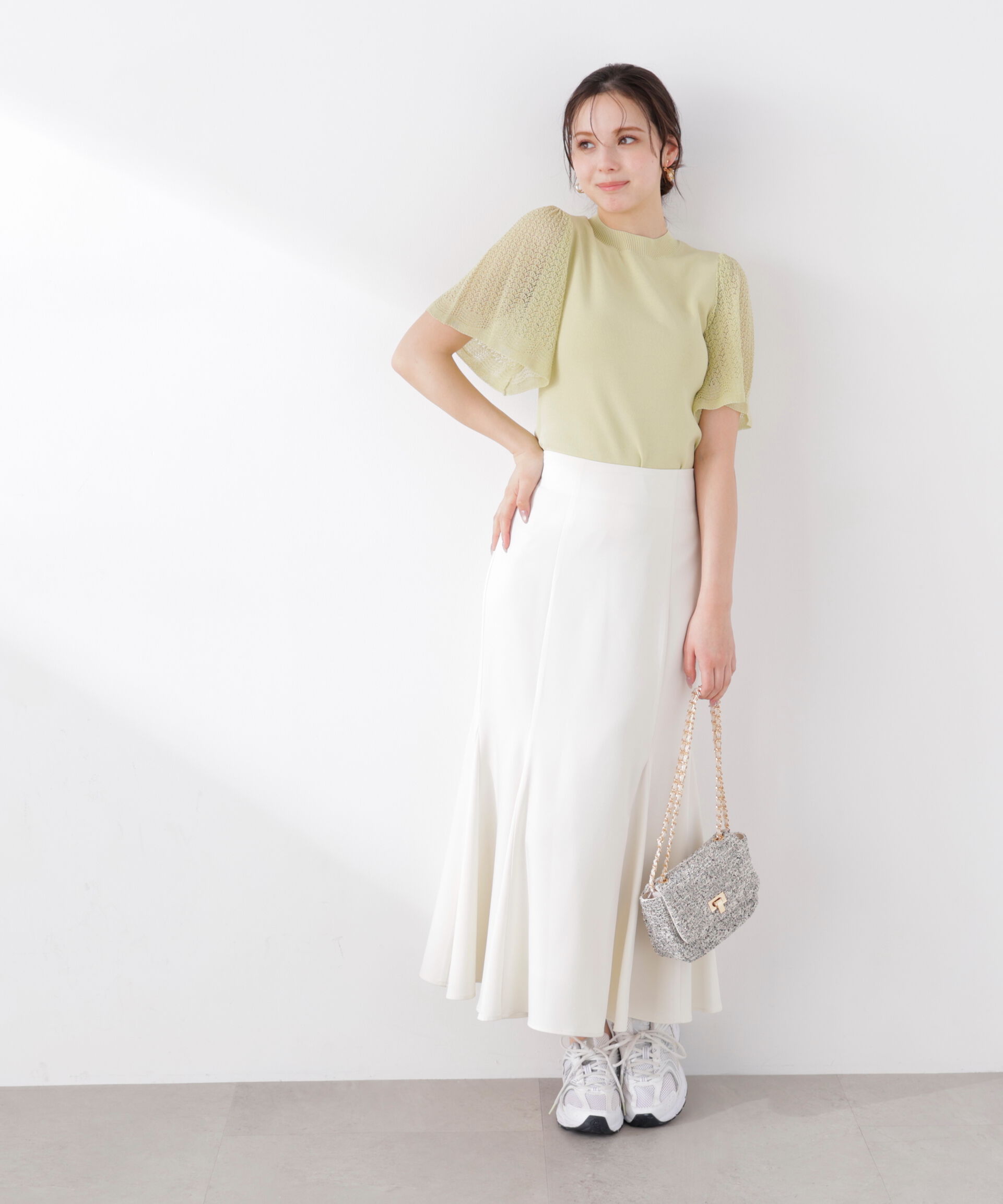 PROPORTION BODY DRESSING「透かし編みスリーブニット　26SS」|ニット・セーター|