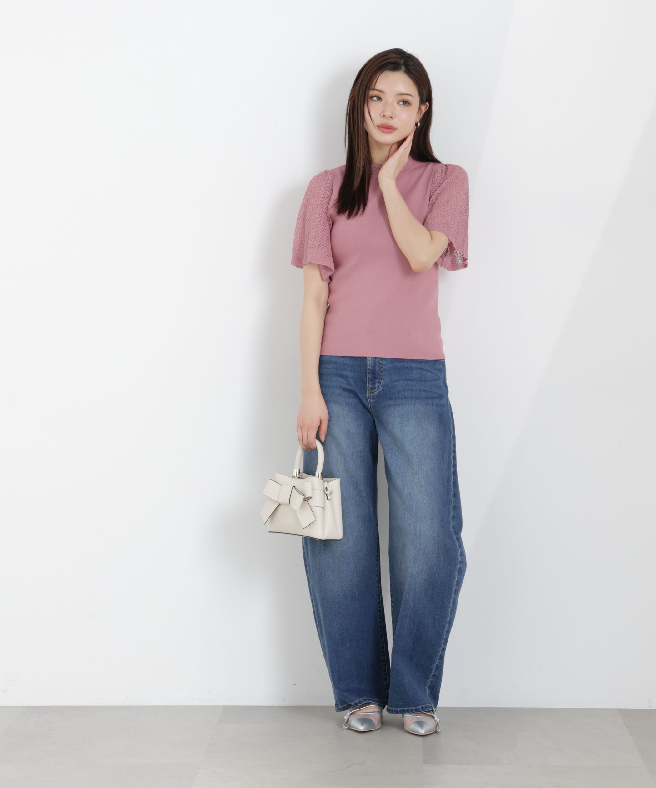 PROPORTION BODY DRESSING「透かし編みスリーブニット　26SS」|ニット・セーター|