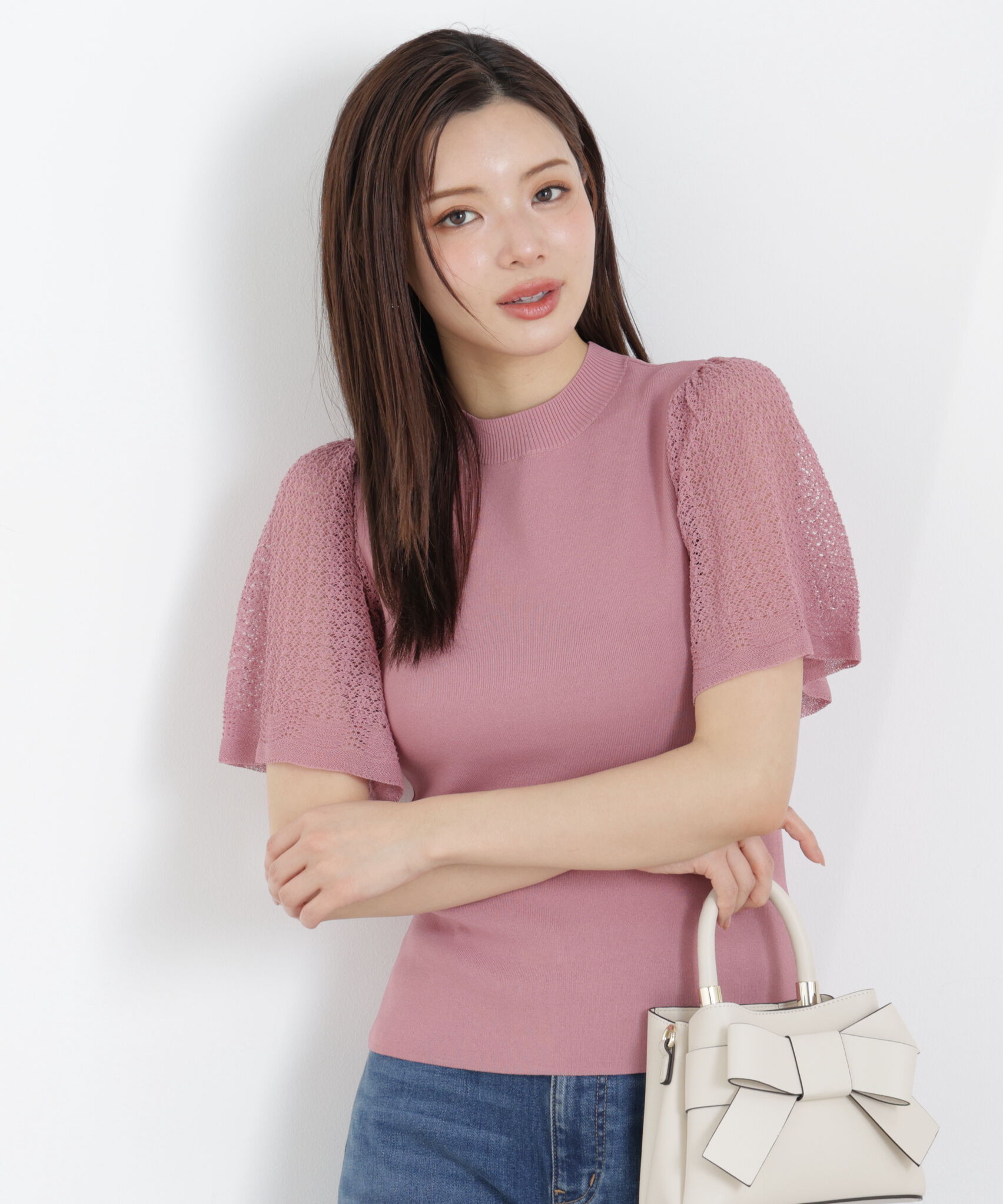 PROPORTION BODY DRESSING「透かし編みスリーブニット　26SS」|ニット・セーター|