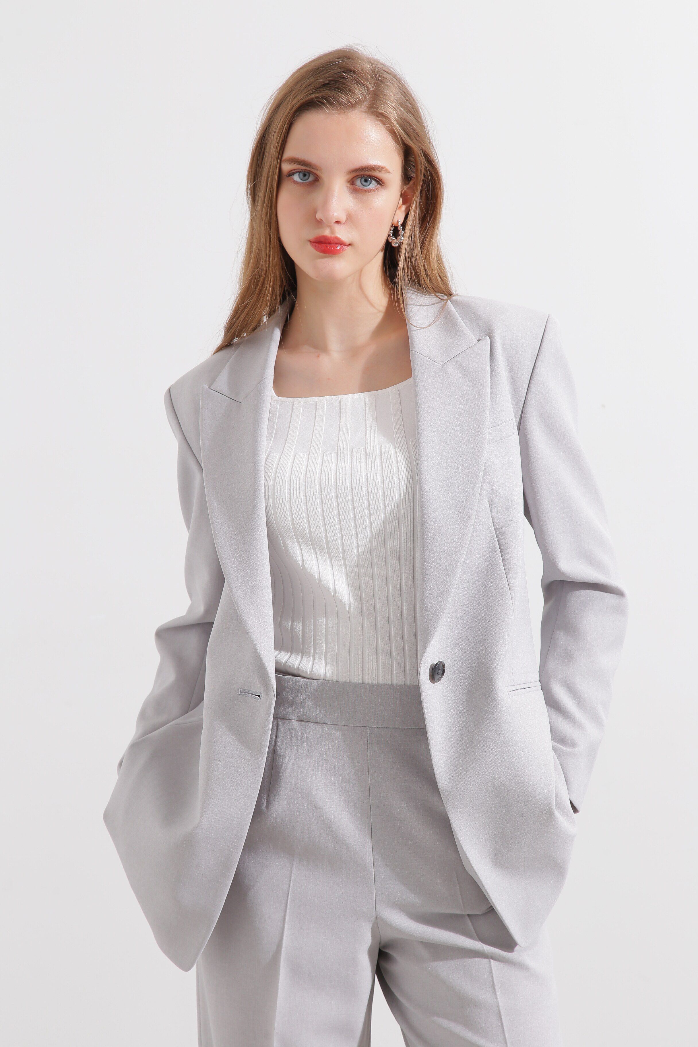  「◆ストライプセットアップジャケット」|その他|グレー