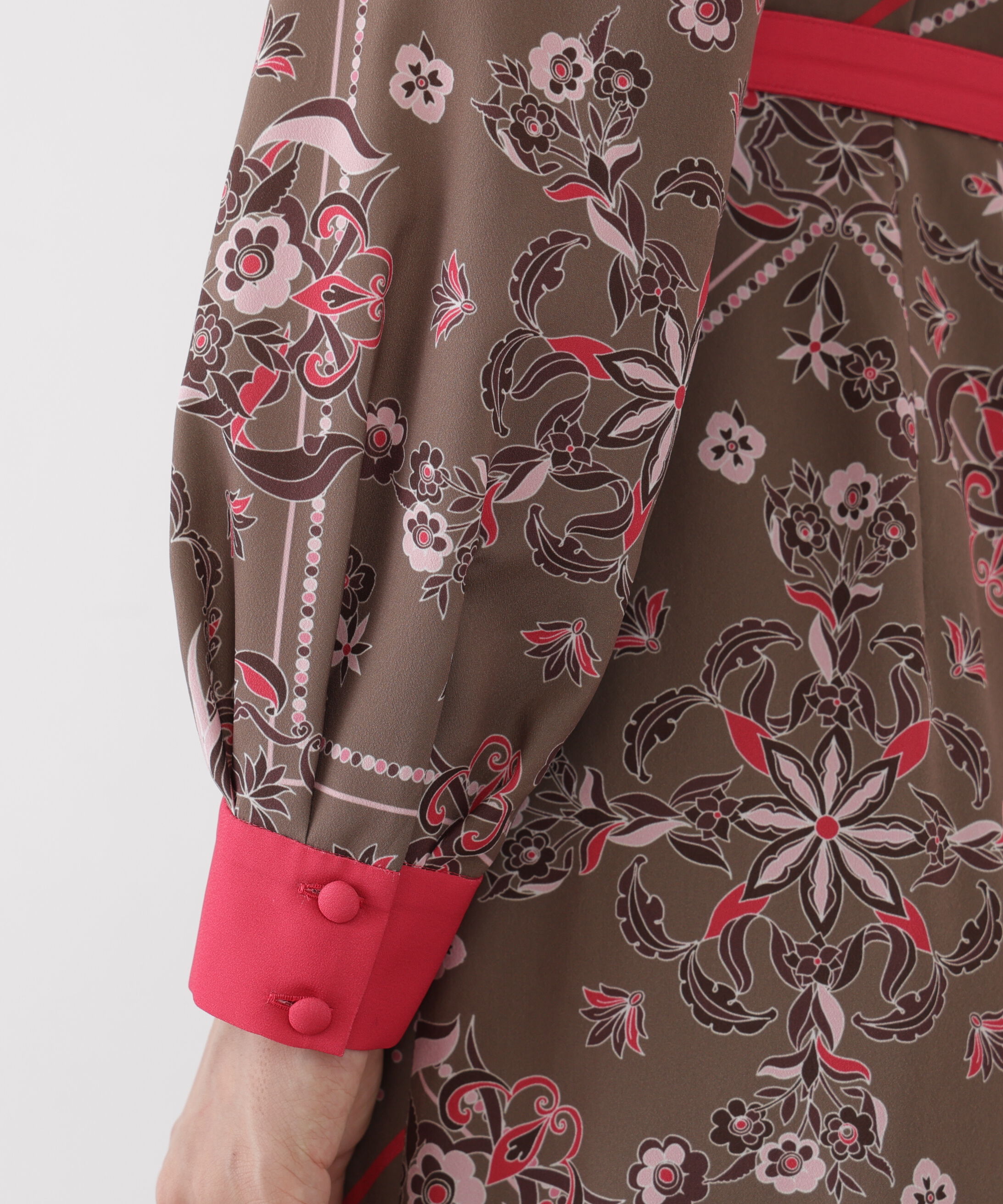  「◆フローラルスカーフプリントワンピース」|ワンピース|