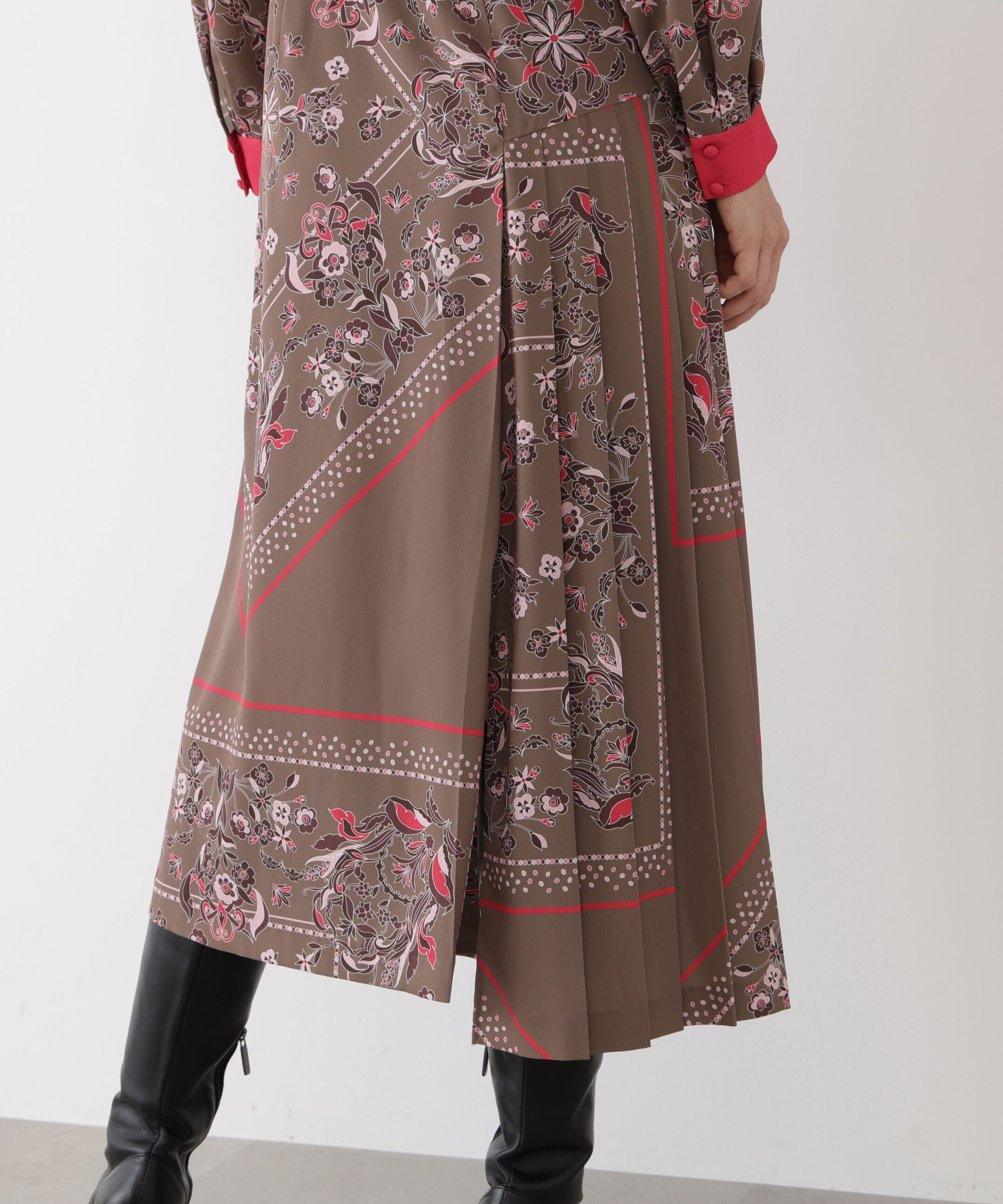  「◆フローラルスカーフプリントワンピース」|ワンピース|