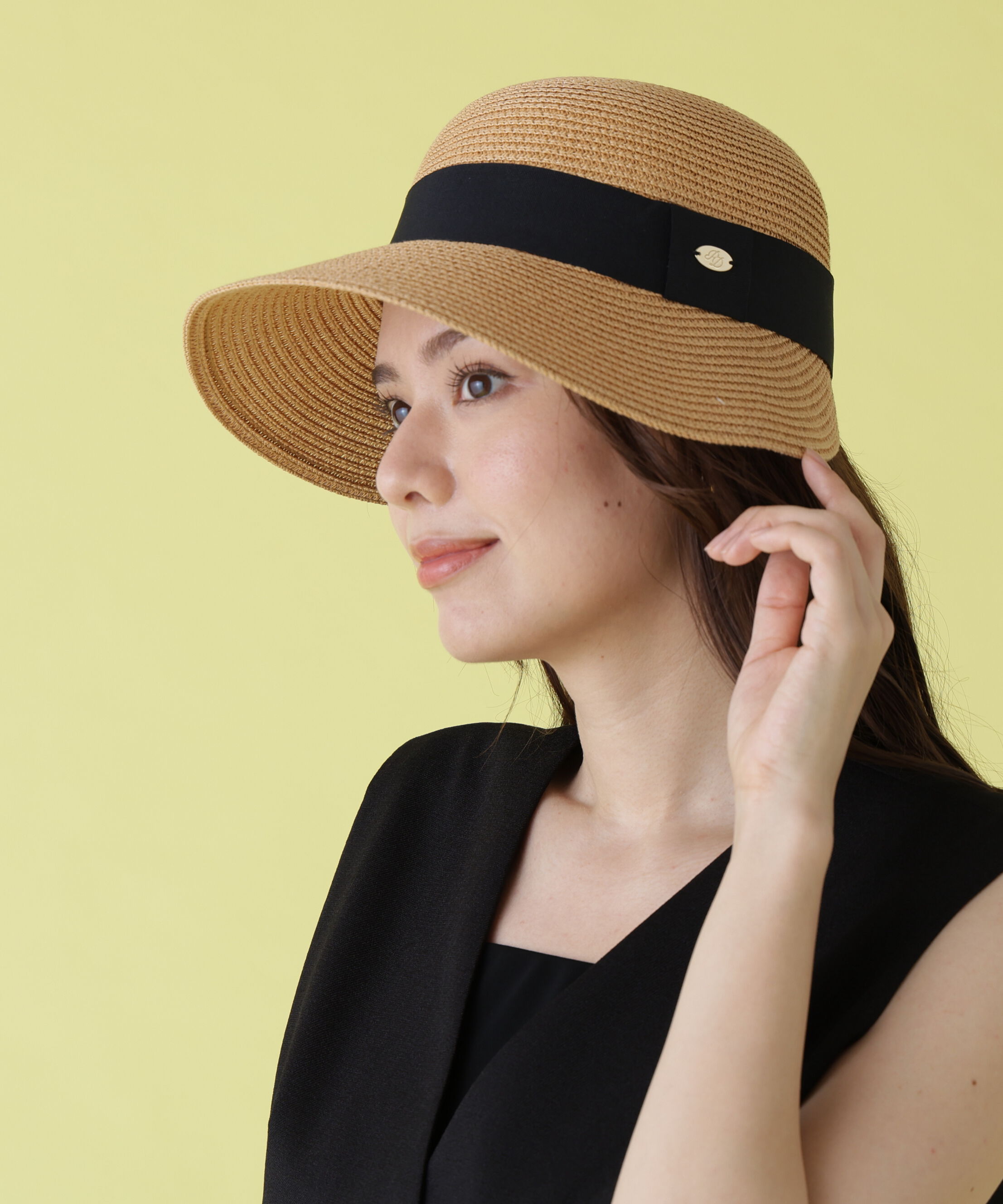  「［美香さん着用］ブラックリボンラフィアライクハット」|その他|