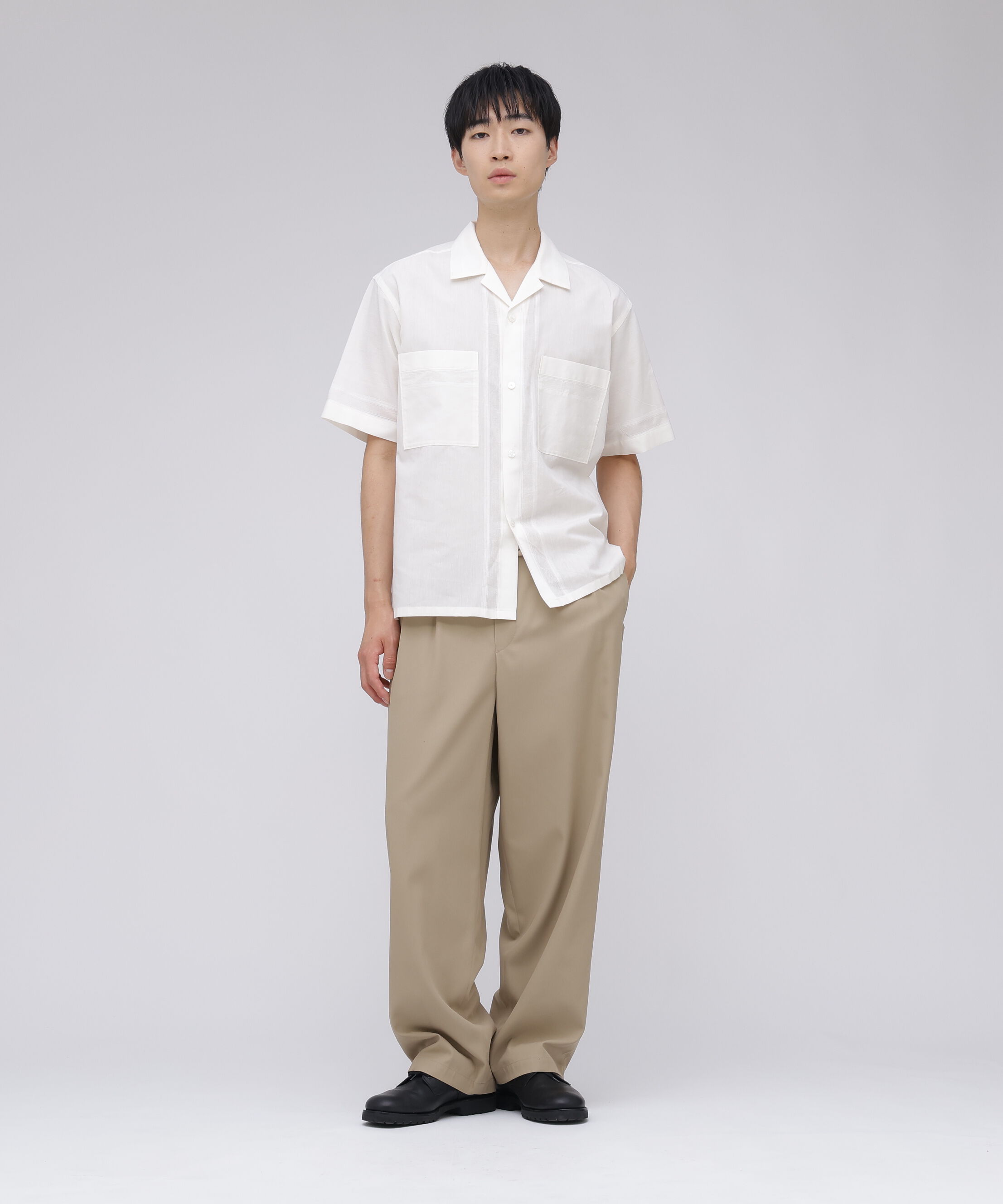 YLEVE 「YLEVE / DOBBY STRIPE CHAMBRAY OPEN COLLAR SHIRT」|シャツ・ブラウス|