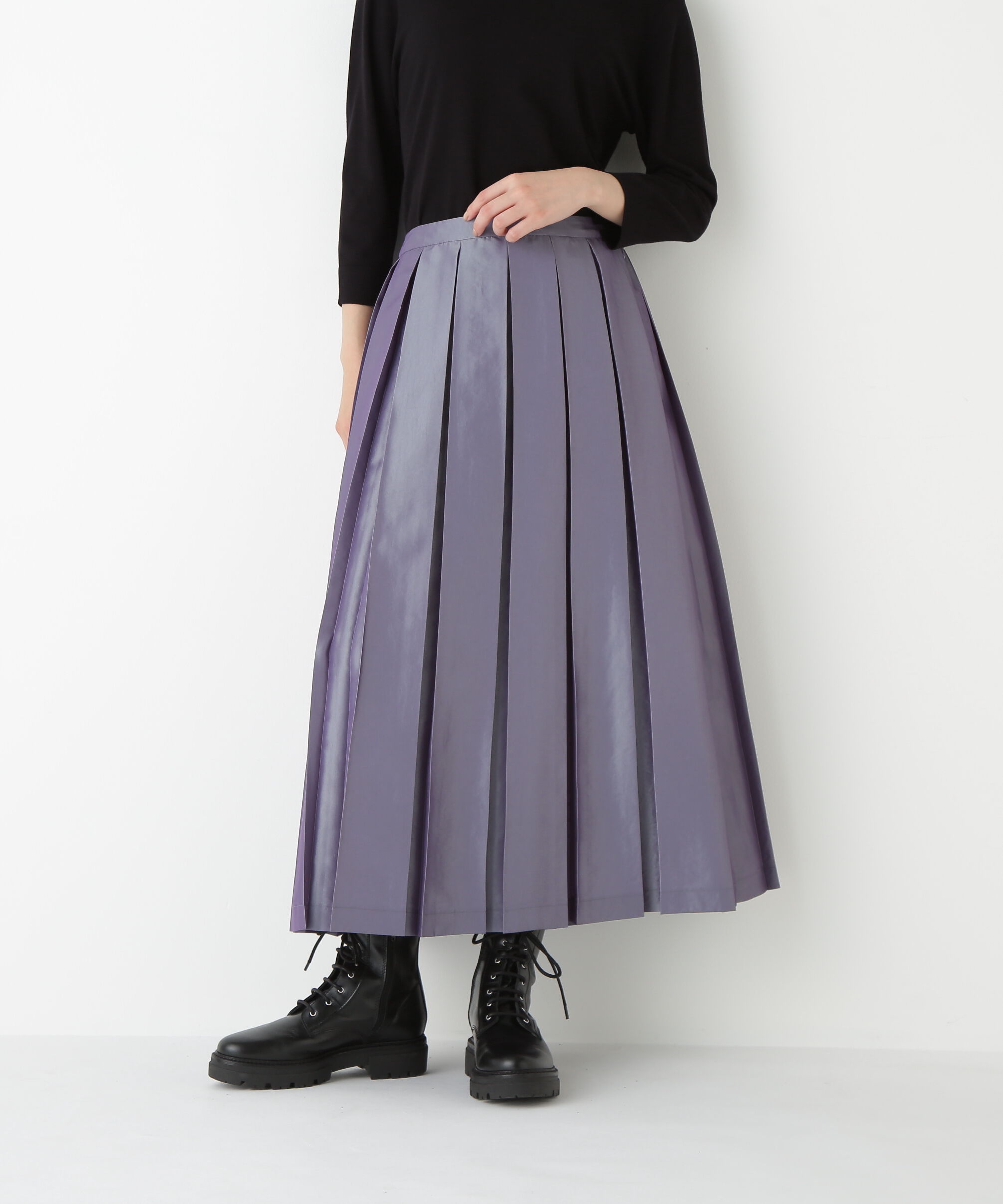  「◆ボックスプリーツＡラインスカート」|スカート|ブルー