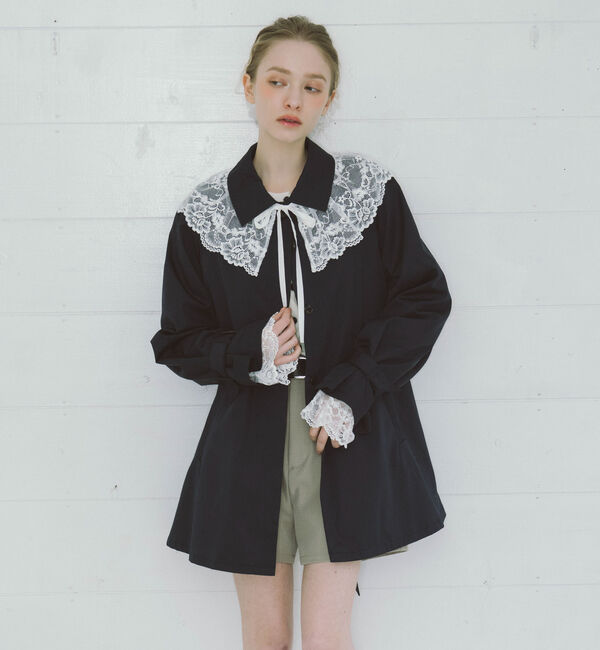 archives「レースカラー付ミドルトレンチコート」|トレンチコート|