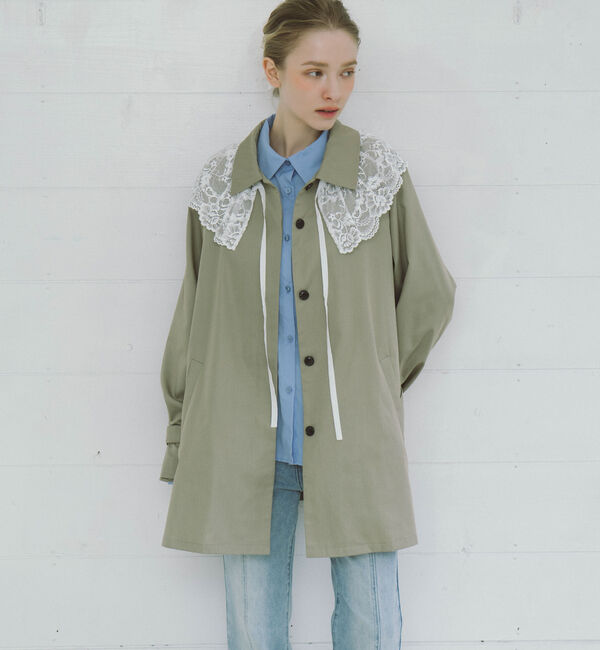 archives「レースカラー付ミドルトレンチコート」|トレンチコート|