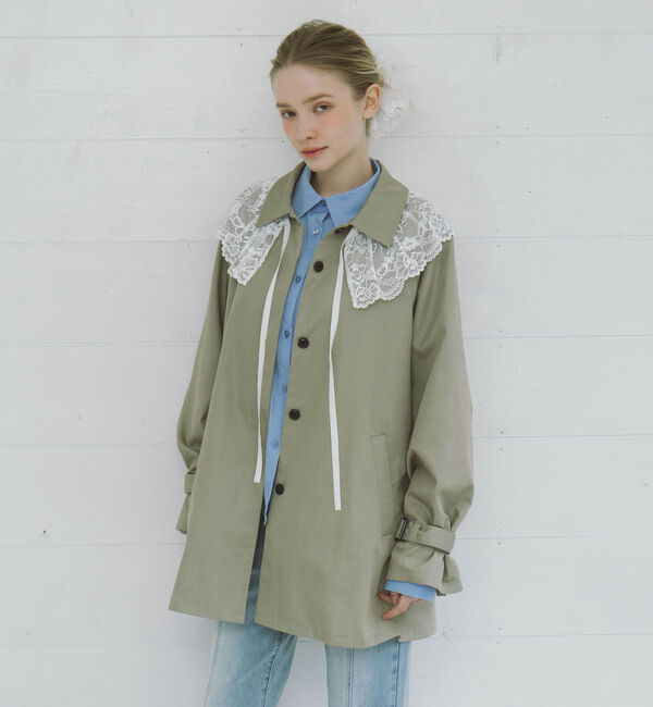 archives「レースカラー付ミドルトレンチコート」|トレンチコート|