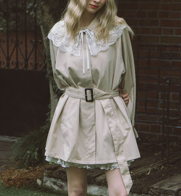 archives「レースカラー付ミドルトレンチコート」|トレンチコート|BEIGE