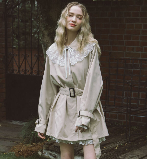 archives「レースカラー付ミドルトレンチコート」|トレンチコート|