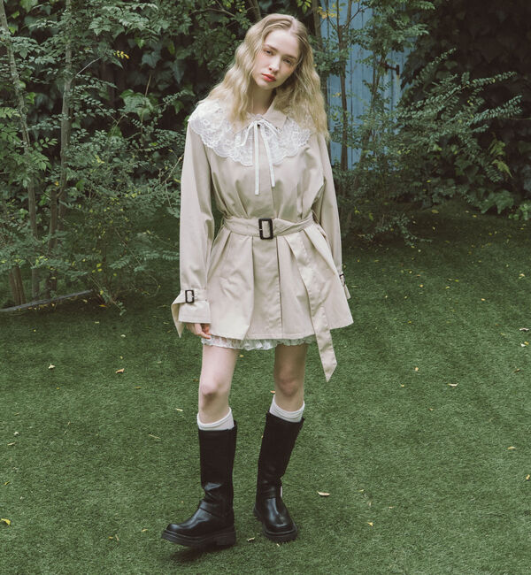 archives「レースカラー付ミドルトレンチコート」|トレンチコート|