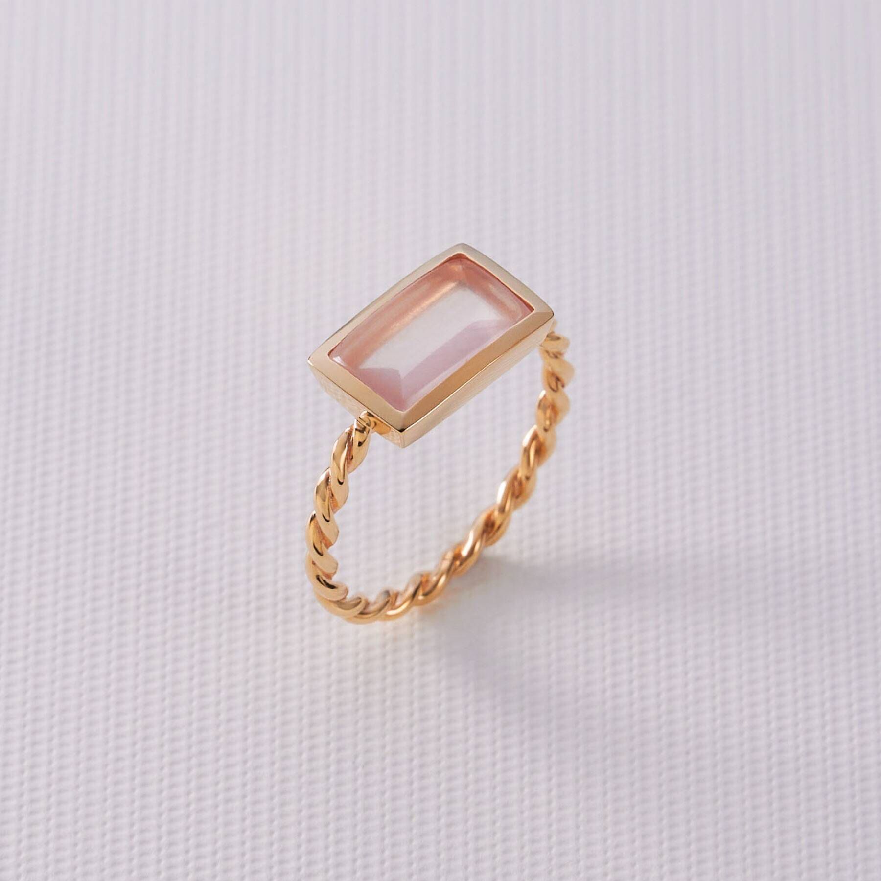 COCOSHNIK「K10ローズクォーツ バフトップカット リング」|リング|