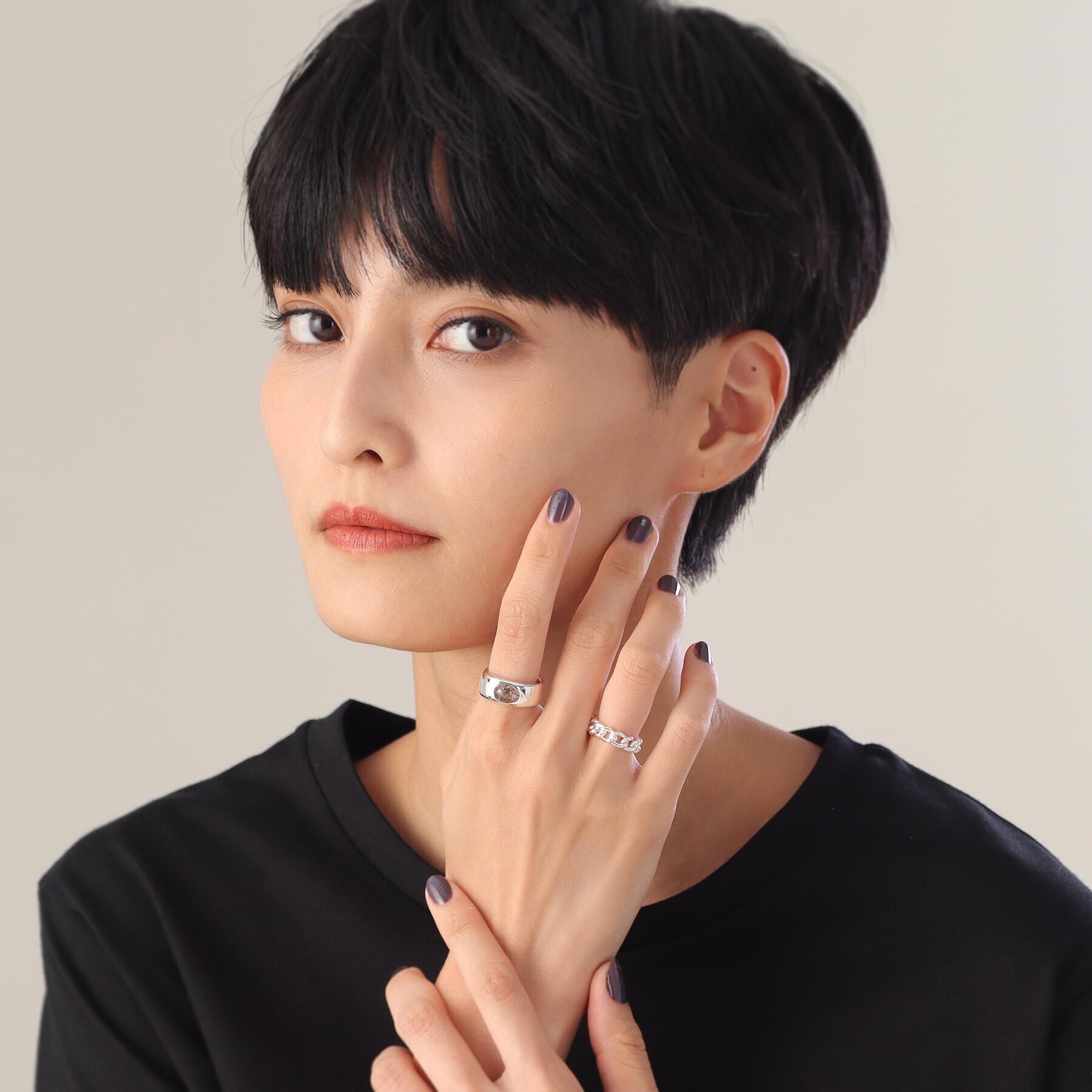 COCOSHNIK ONKITSCH「シルバー カラーストーン（トルマリンインクォーツ）ワイドリング」|リング|