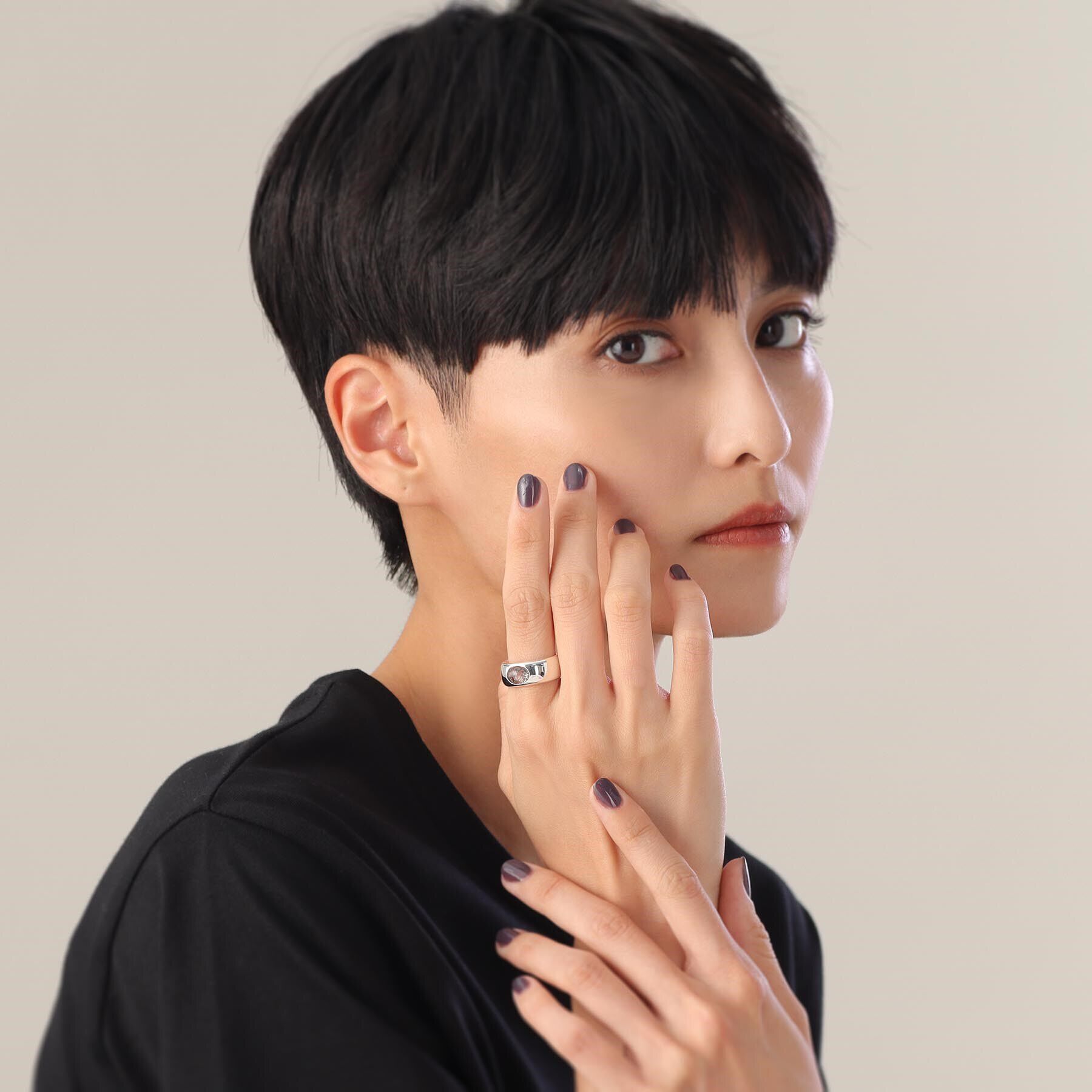 COCOSHNIK ONKITSCH「シルバー カラーストーン（トルマリンインクォーツ）ワイドリング」|リング|