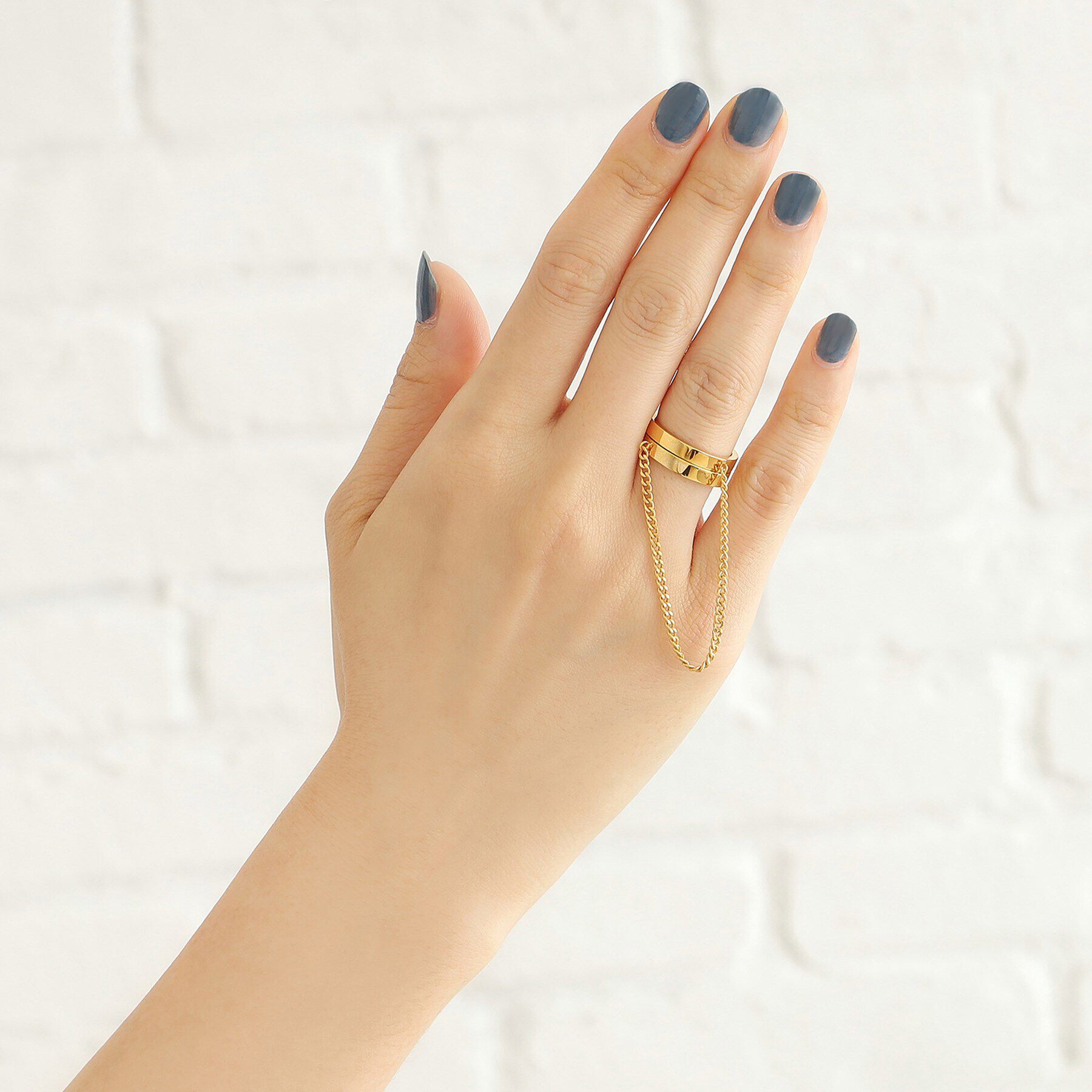 COCOSHNIK ONKITSCH「シルバー ドレープチェーン ダブルストレートリング GP」|リング|