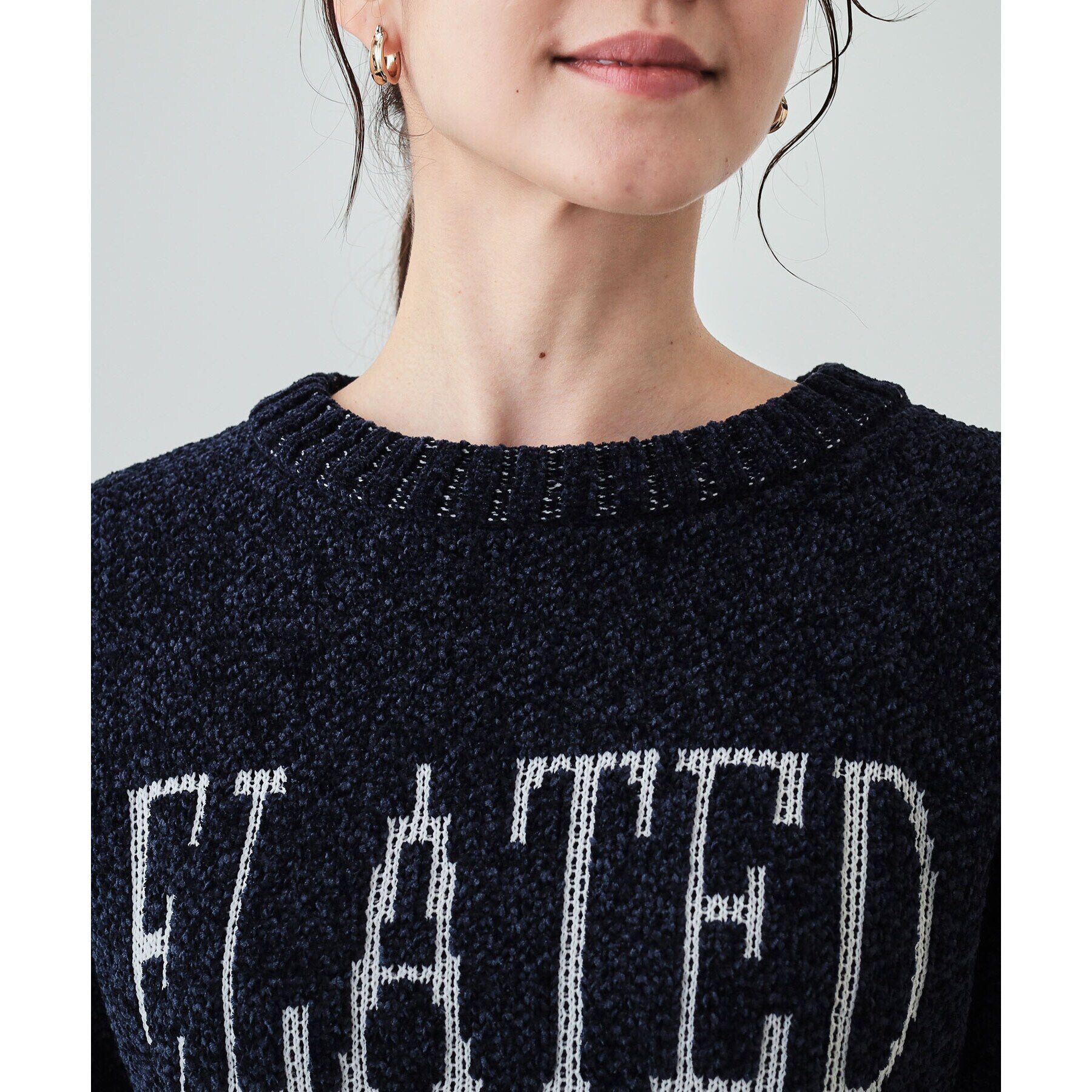 SHOO･LA･RUE「【S-LL】もちもち感がたまらない モールロゴリブ切替ニット」|ニット・セーター|