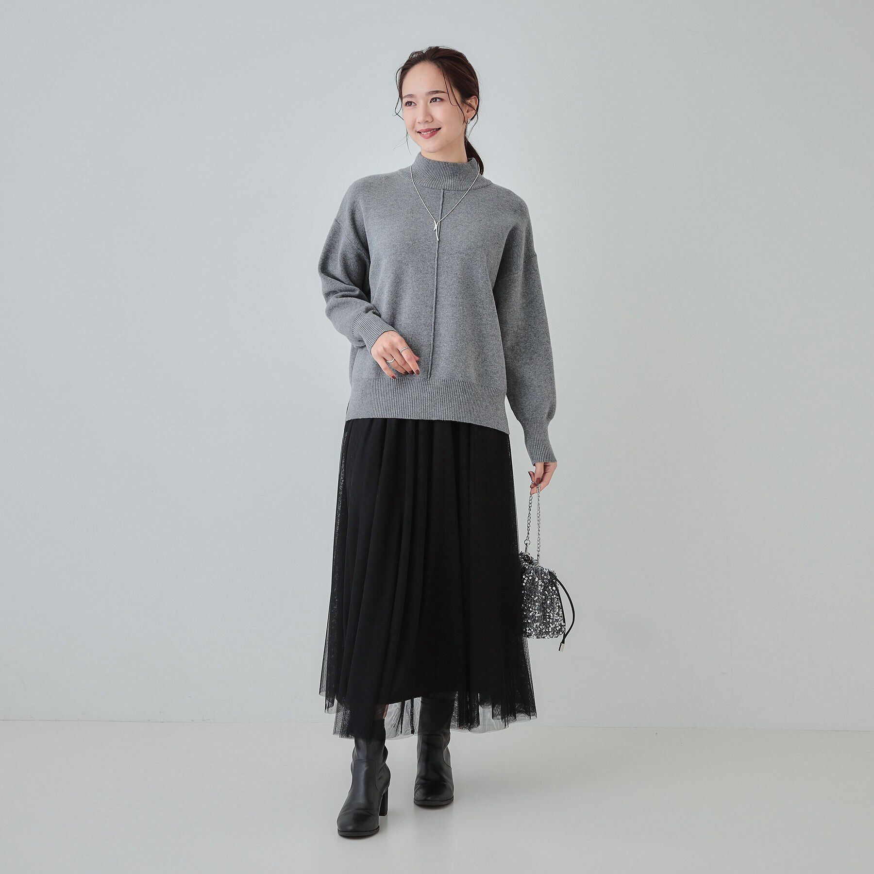 SHOO･LA･RUE「【洗える/ちくちくしにくい/静電気軽減】スウェットライク ハイネックニット」|ニット・セーター|