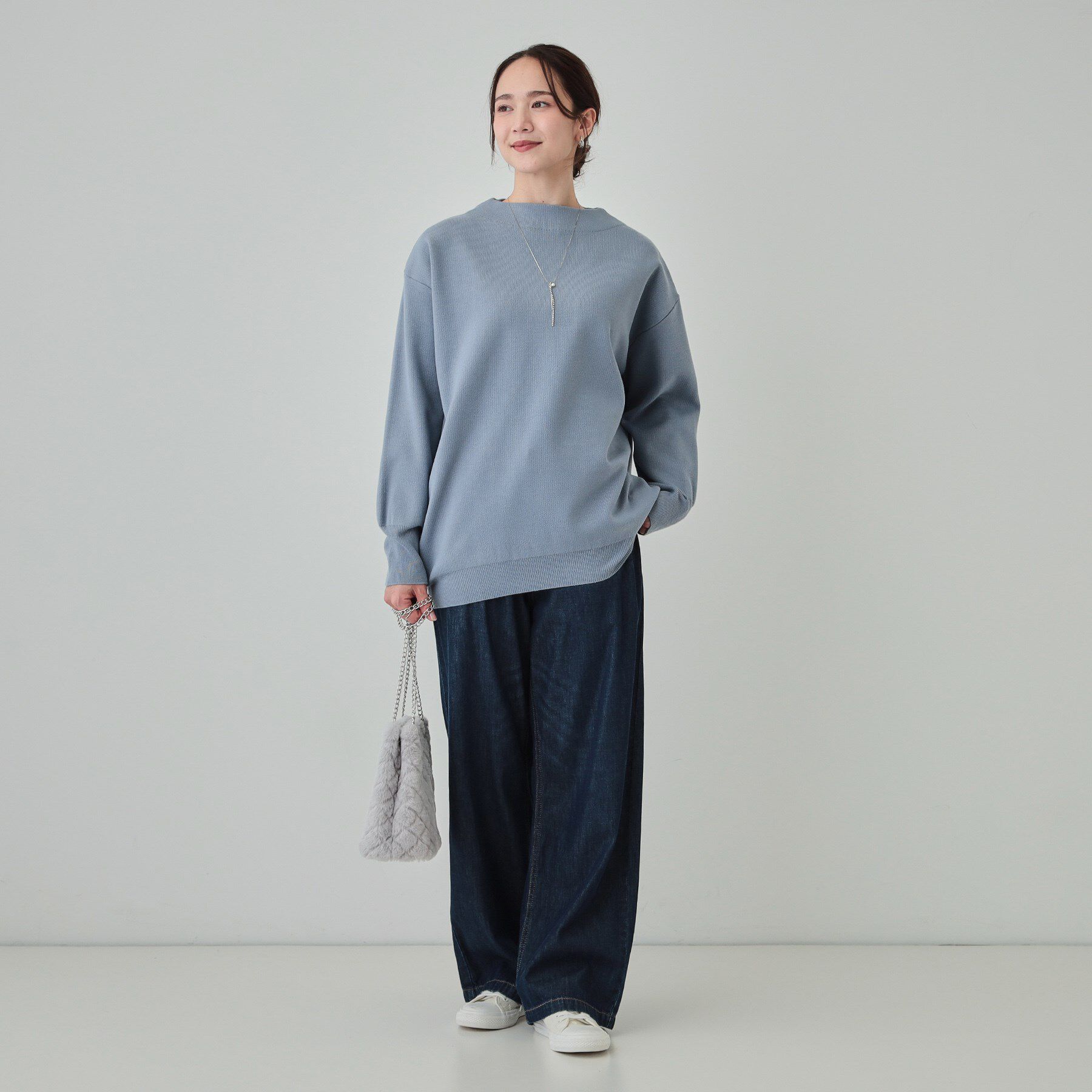 SHOO･LA･RUE「【洗える/体型カバー】絶妙なネックラインにこだわった コクーンニット」|ニット・セーター|