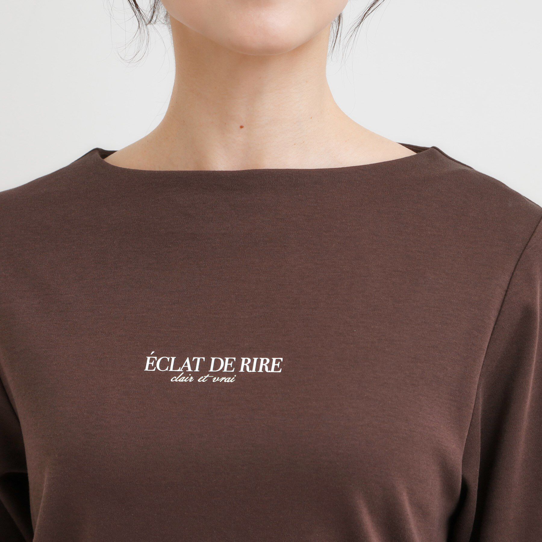 SHOO･LA･RUE「【S-LL】美しく見せる ボートネックロンT」|Tシャツ・カットソー|