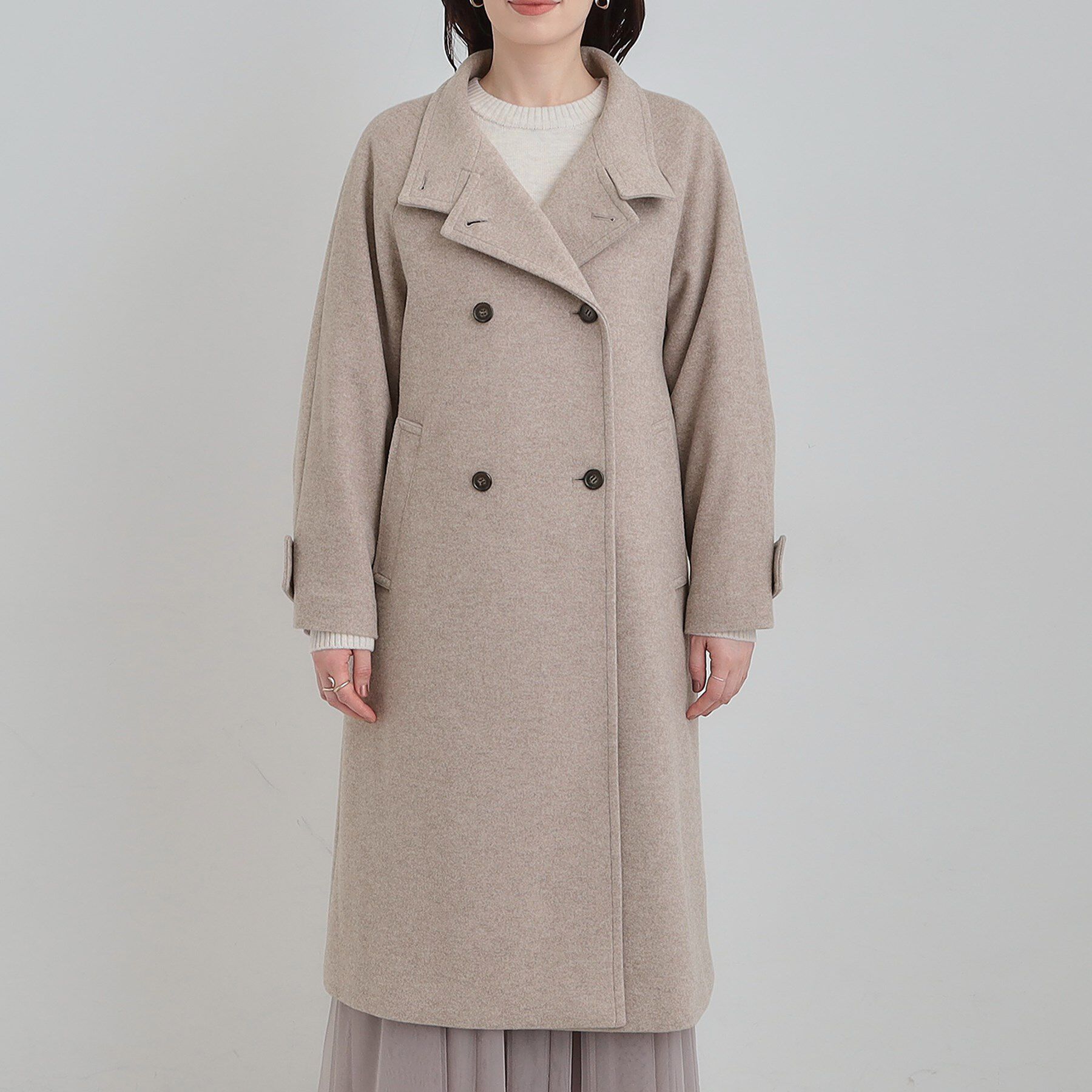 SHOO･LA･RUE「【S-LL】大人のきれいめスタイルに ウール調スタンドロングコート」|その他|