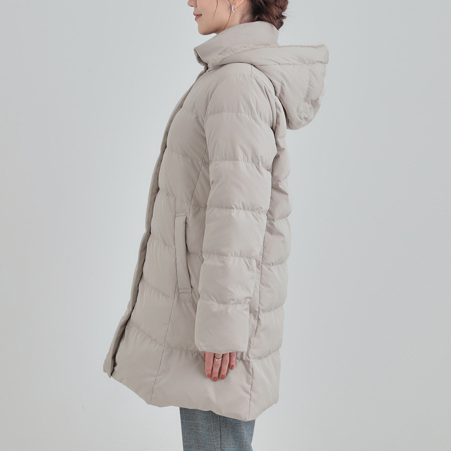 SHOO･LA･RUE「【洗濯機可/撥水】フェイクファーフード ロングダウン」|ダウン|